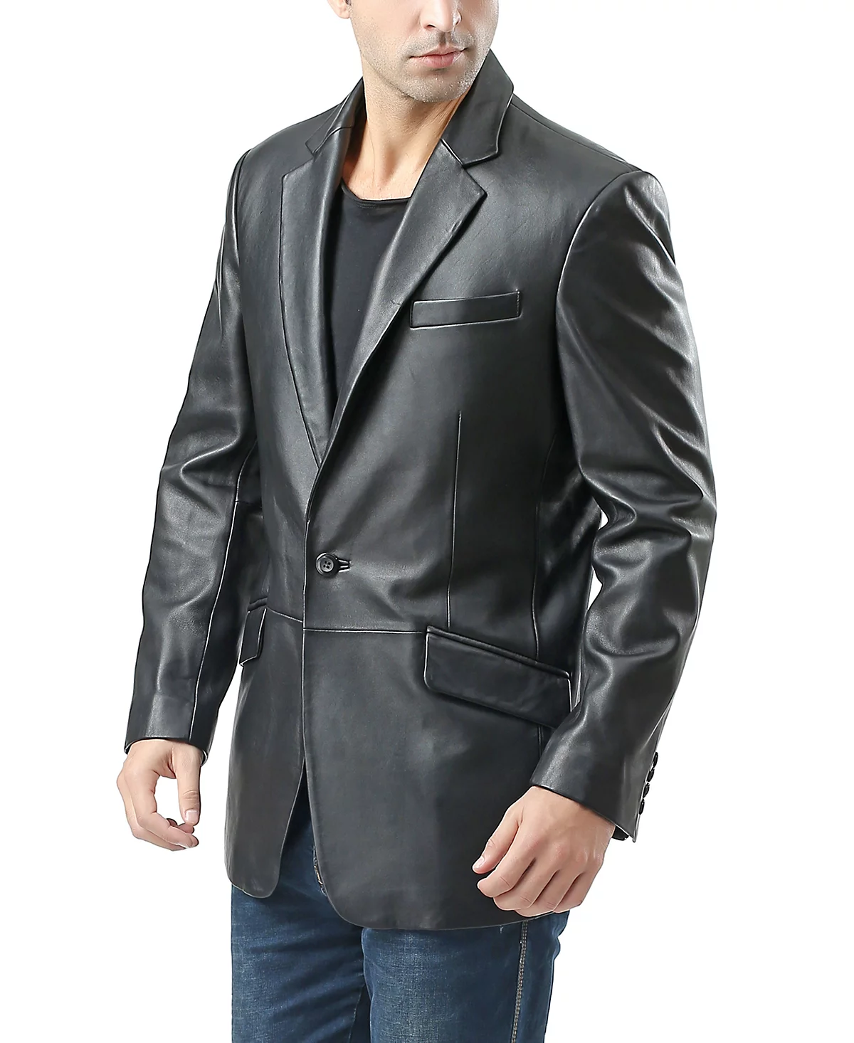 BGSD Men John One-Button Leather Blazer 76090₽