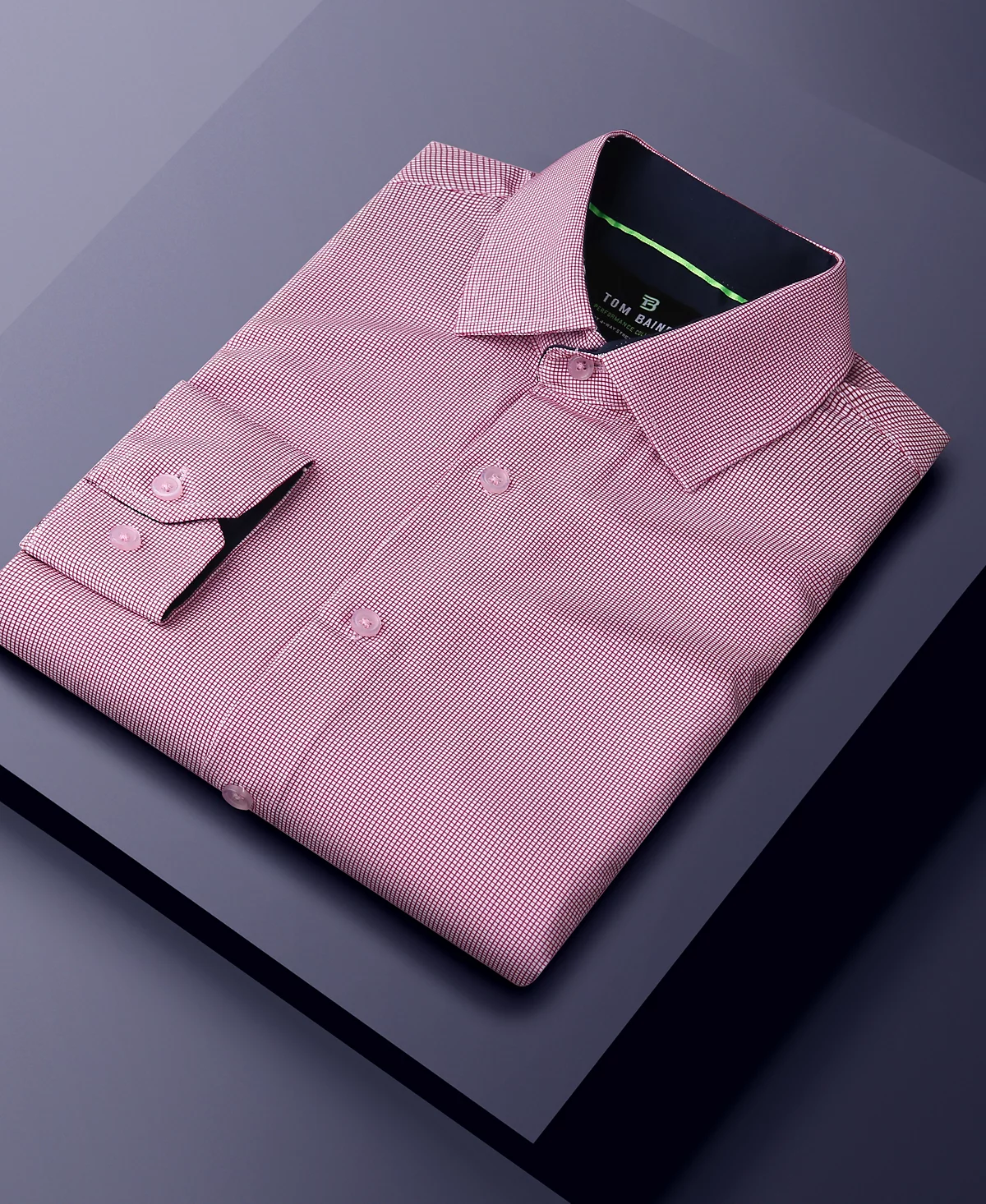 Tom Baine Men's Performance Stretch Mini Plaid Button Down Dress Shirt