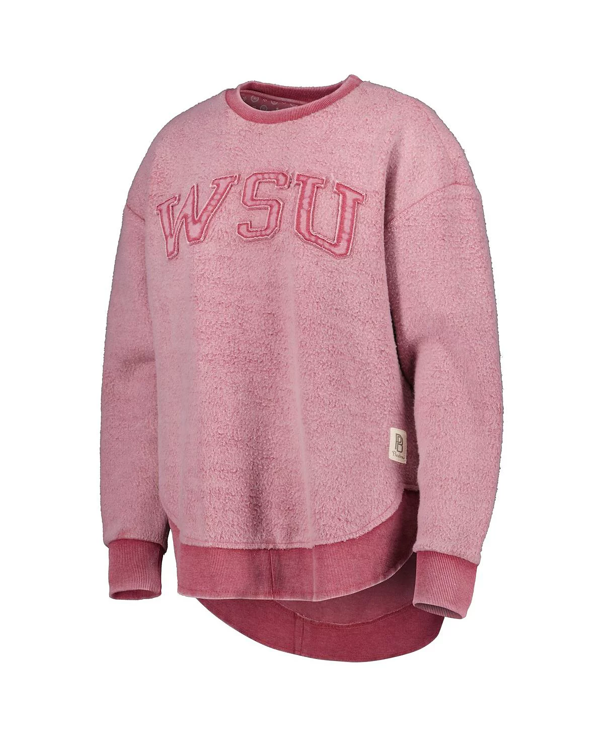 Women's Pressbox Crimson Distressed Washington State Cougars Ponchoville Pullover Sweatshirt