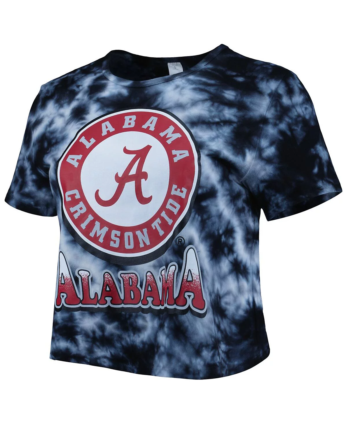 Womens ZooZatz Black Alabama Crimson Tide Cloud-Dye Cropped T-shirt 5690₽