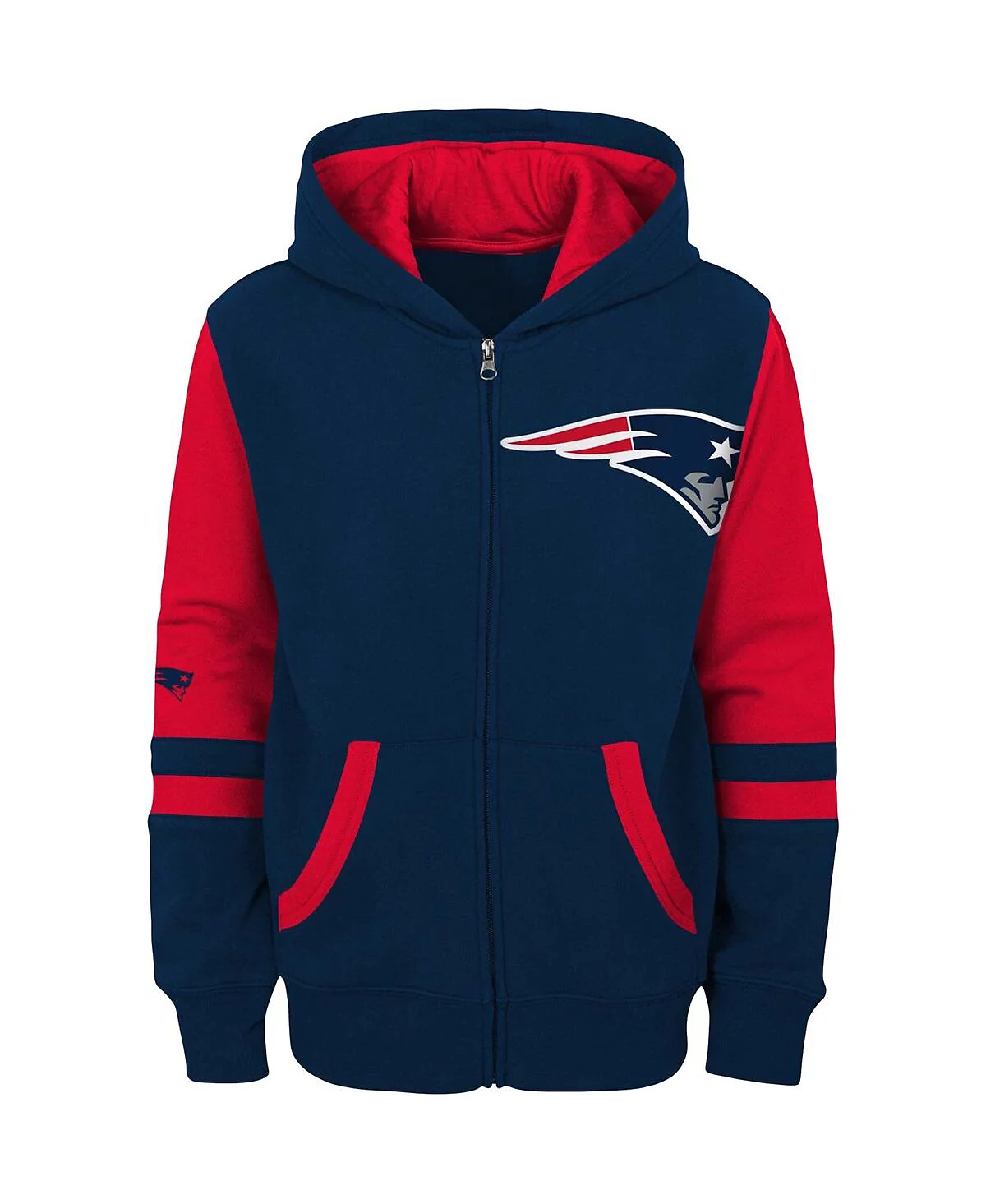 Big Boys Navy New England Patriots Colorblock Full-Zip Hoodie 7790₽