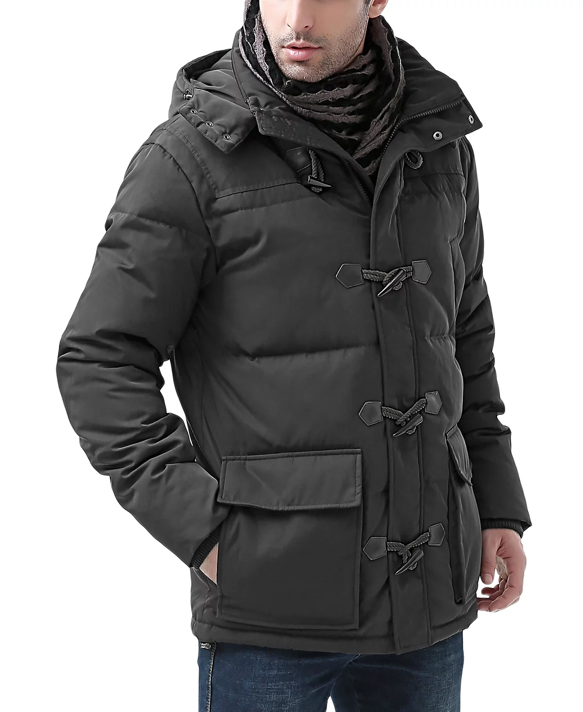 MODERM Men Hooded Toggle Down Parka Coat