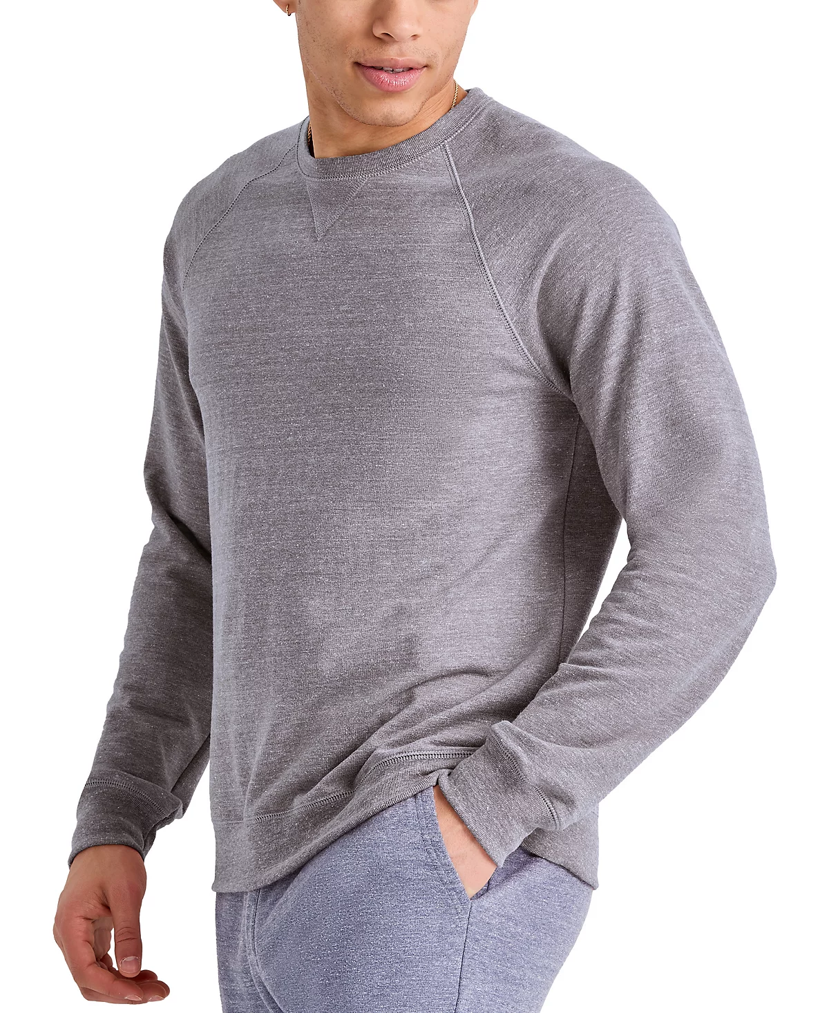 HANES ORIGINAL Mens Triblend French Terry Crewneck Sweatshirt 4890₽