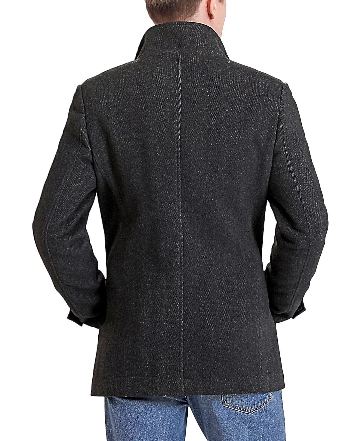 Landing Leathers Men Russell Herringbone Wool Car Coat with Bib