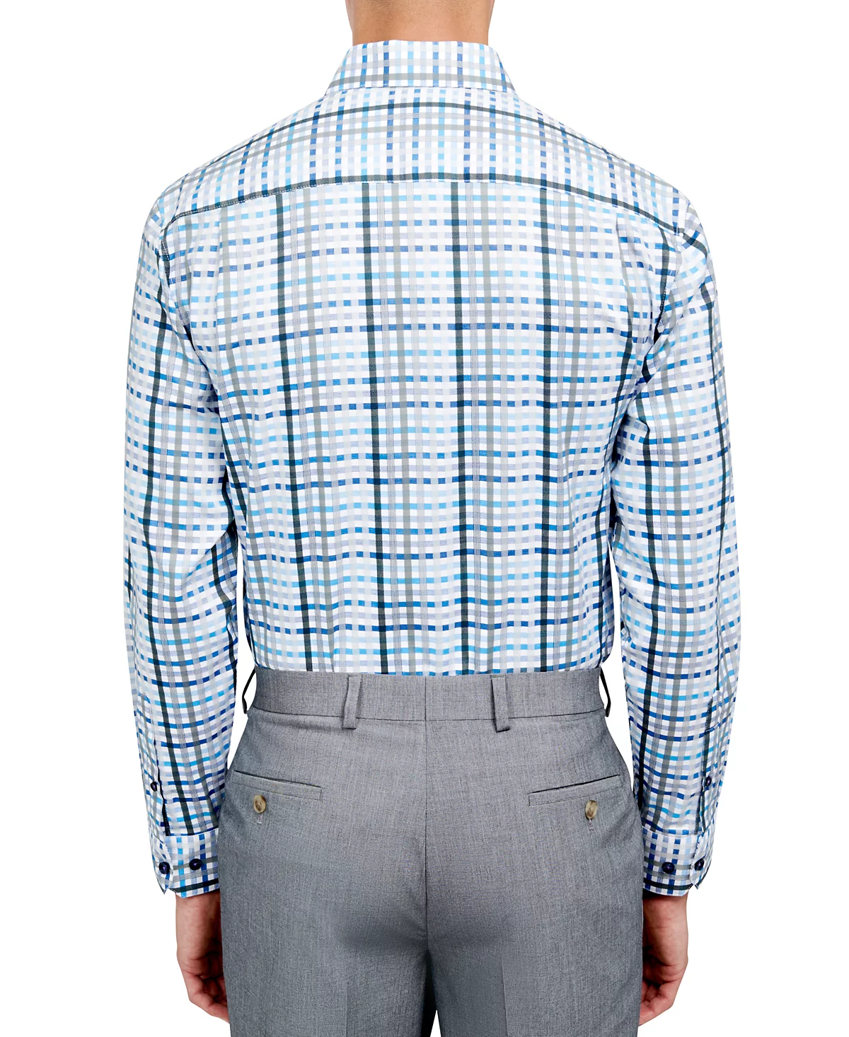 Michelsons of London Men's Regular-Fit Dobby Plaid Dress Shirt