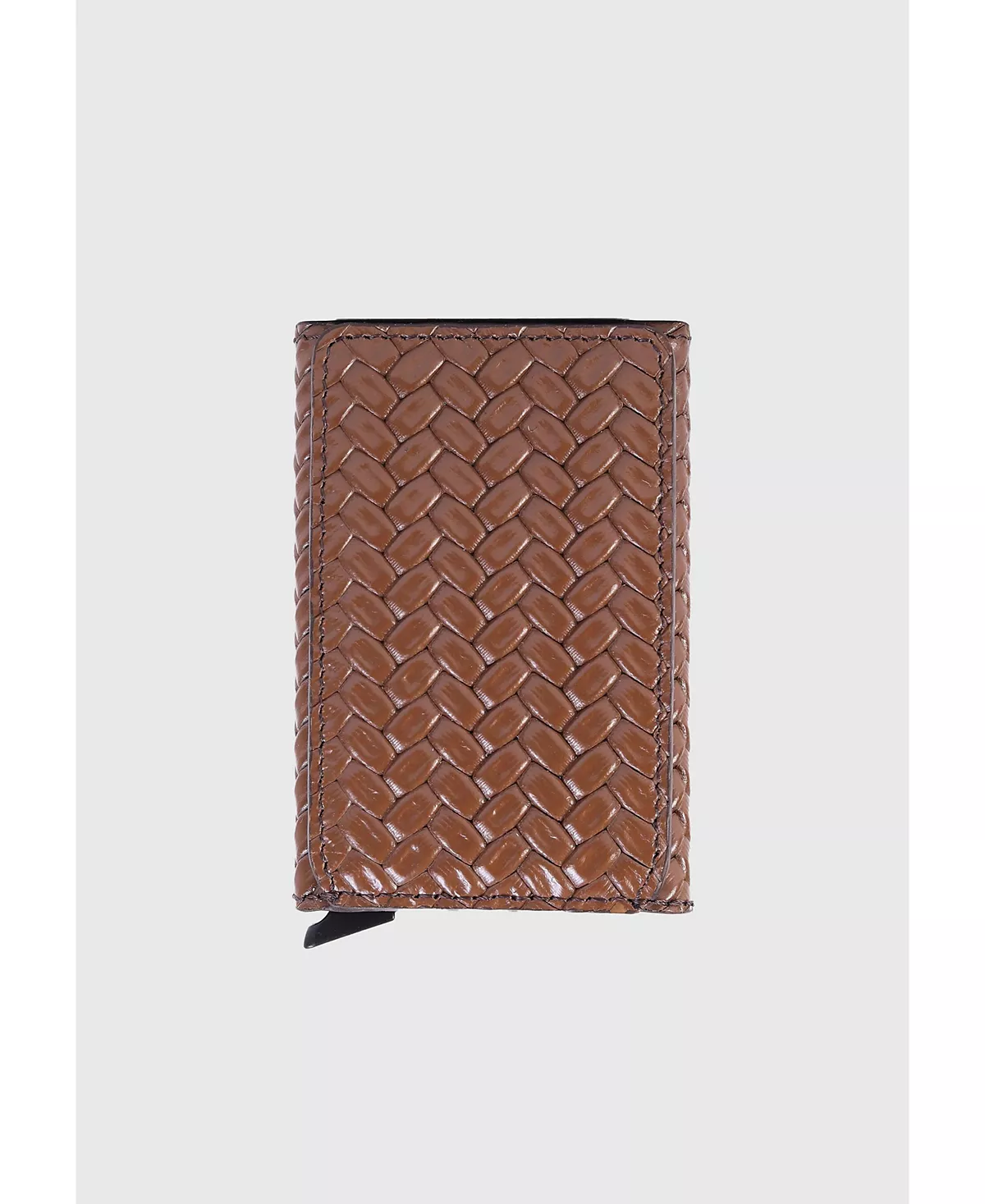 Мужская визитница из натуральной кожи с узором плетения