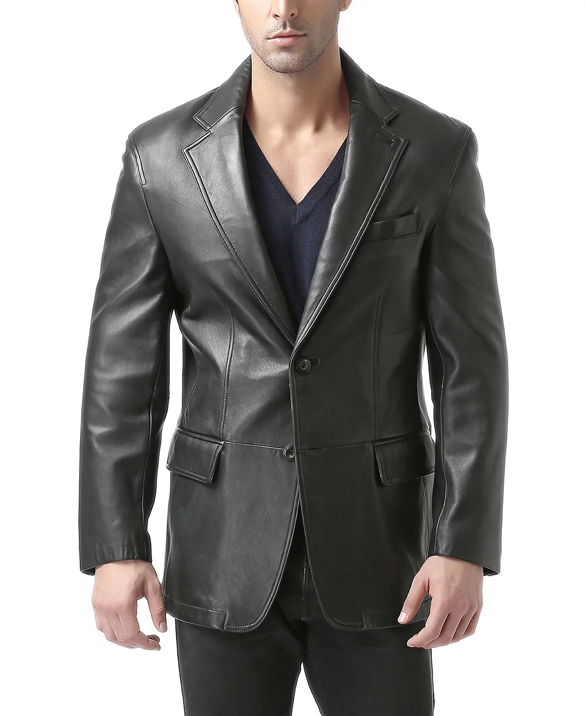 BGSD Men Two-Button Leather Blazer - Tall 74190₽