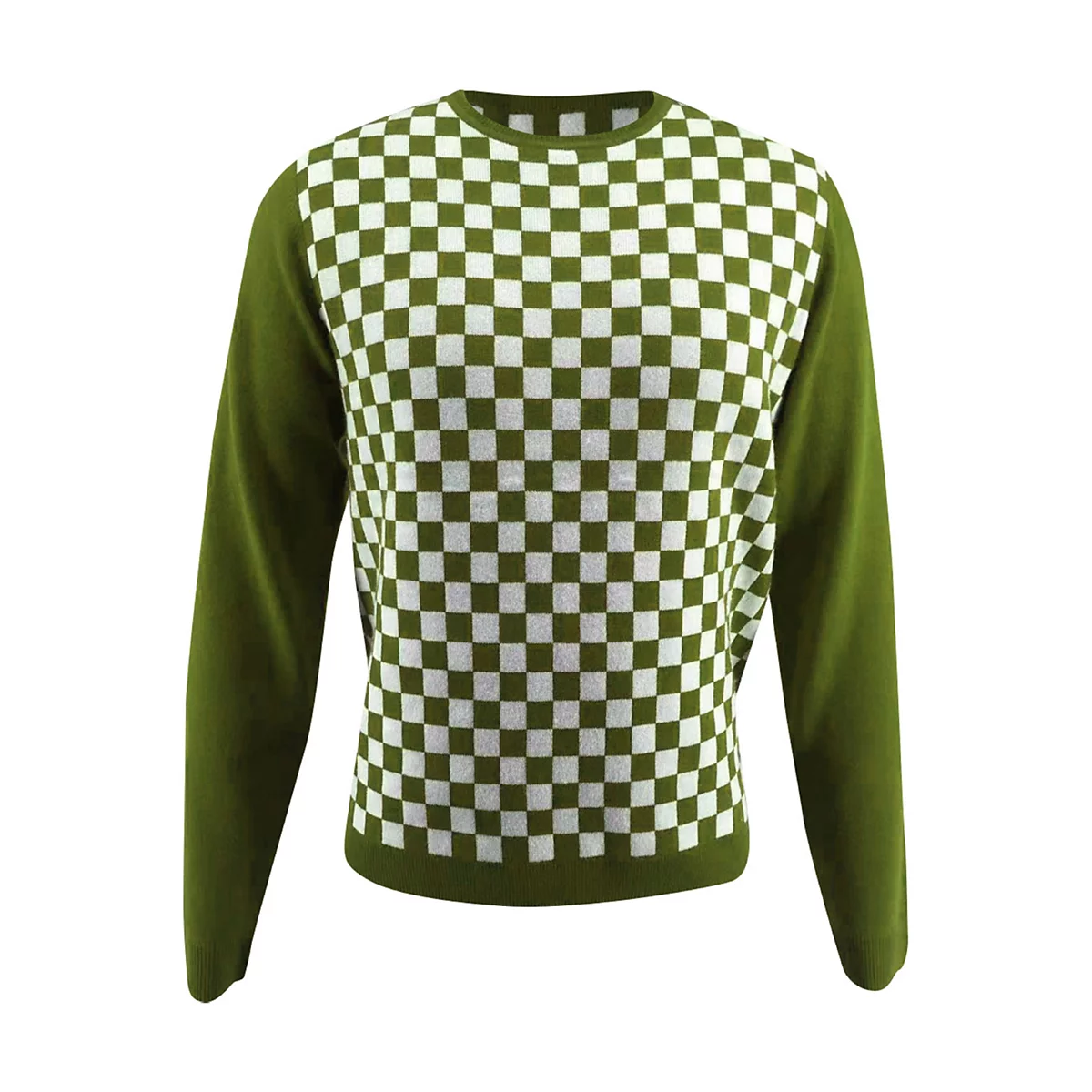 Bellemere New York Men's Bellemere Checker Print Cashmere Merino Fantasy Sweater