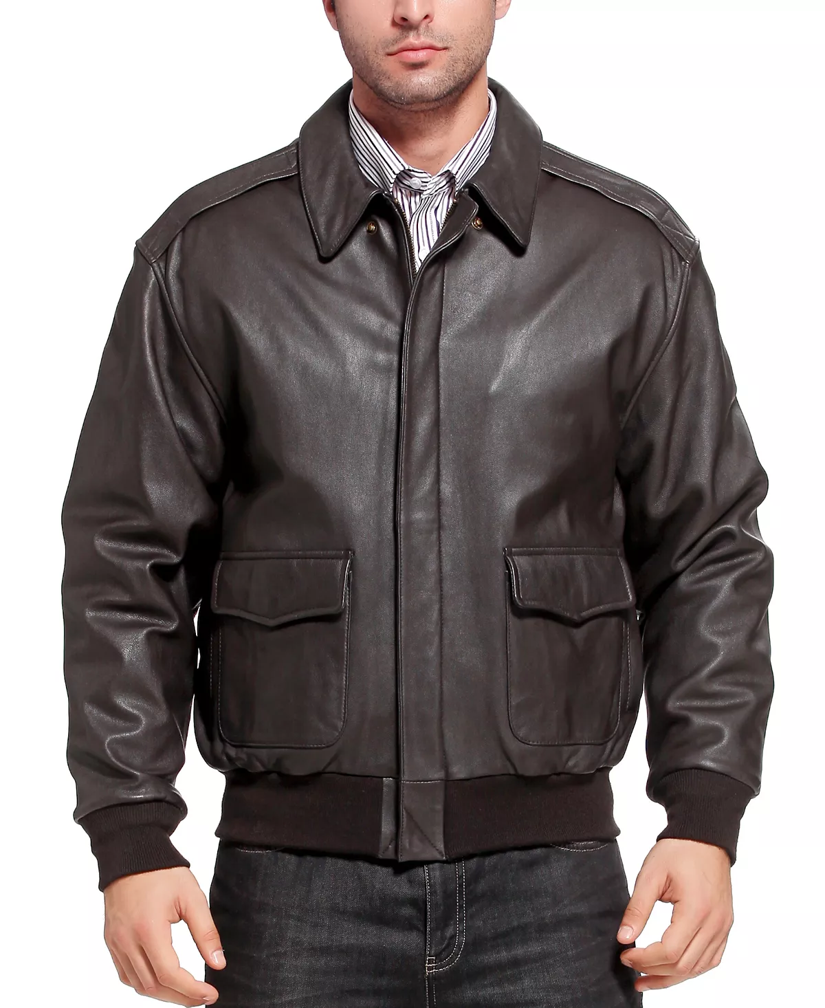 Мужская кожаная летная куртка-бомбер A-2