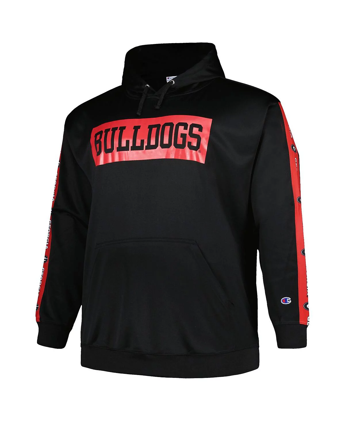 Мужской профиль Black Georgia Bulldogs Большой и высокий флисовый пуловер с капюшоном