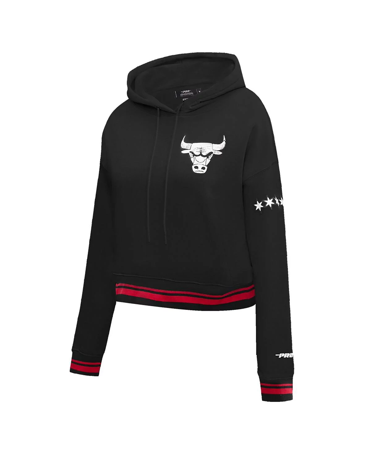 Женская укороченная толстовка-пуловер Pro Standard Black Chicago Bulls 202324 City Edition с капюшоном 11390₽