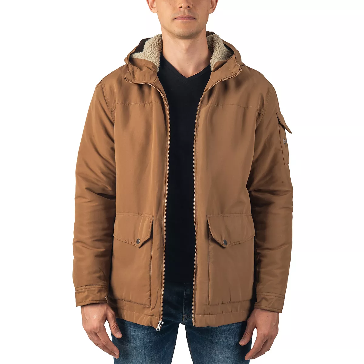 Мужская парка на подкладке из шерпа, зимнее пальто с капюшоном, универсальная куртка-карго