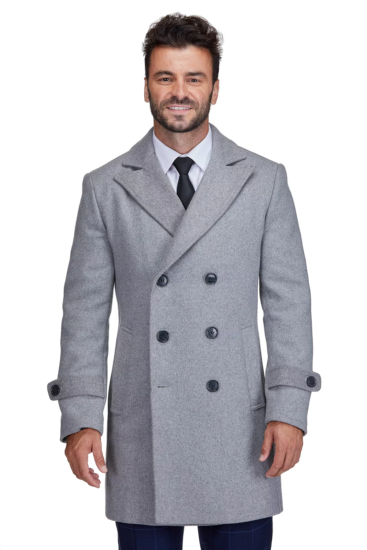 Мужское двубортное пальто-бушлат из полушерстяной ткани Peacoat 27590₽