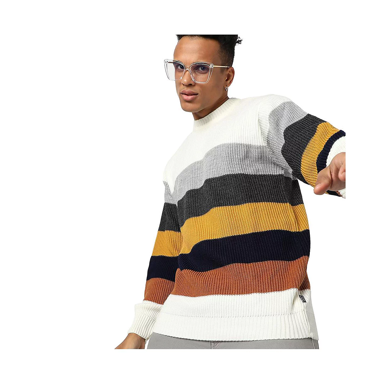 Мужской свитер-пуловер с разноцветными контрастными вставками Campus Sutra