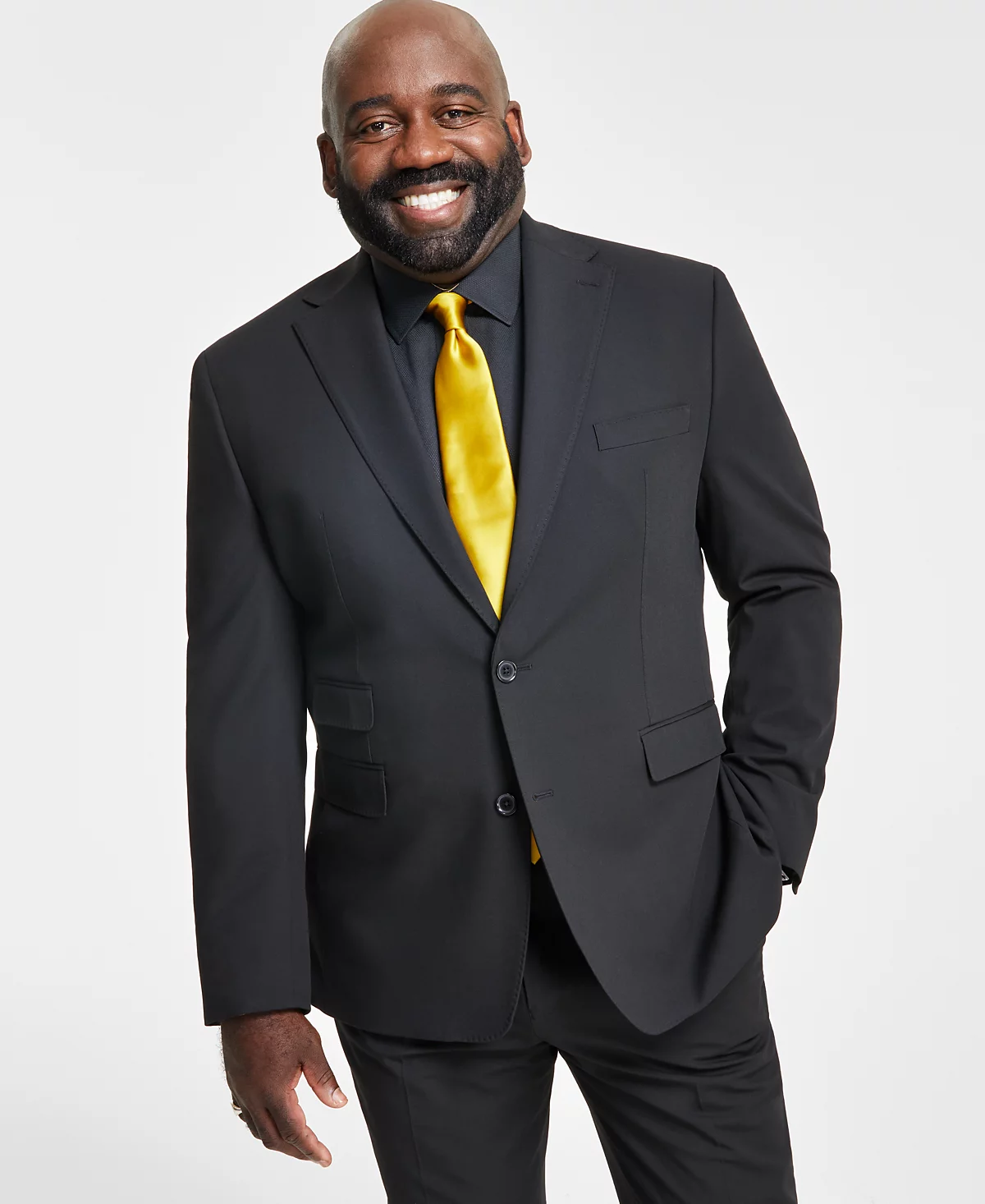 Мужской однотонный костюм классического покроя из коллекции Tayion с раздельным пиджаком 38090₽