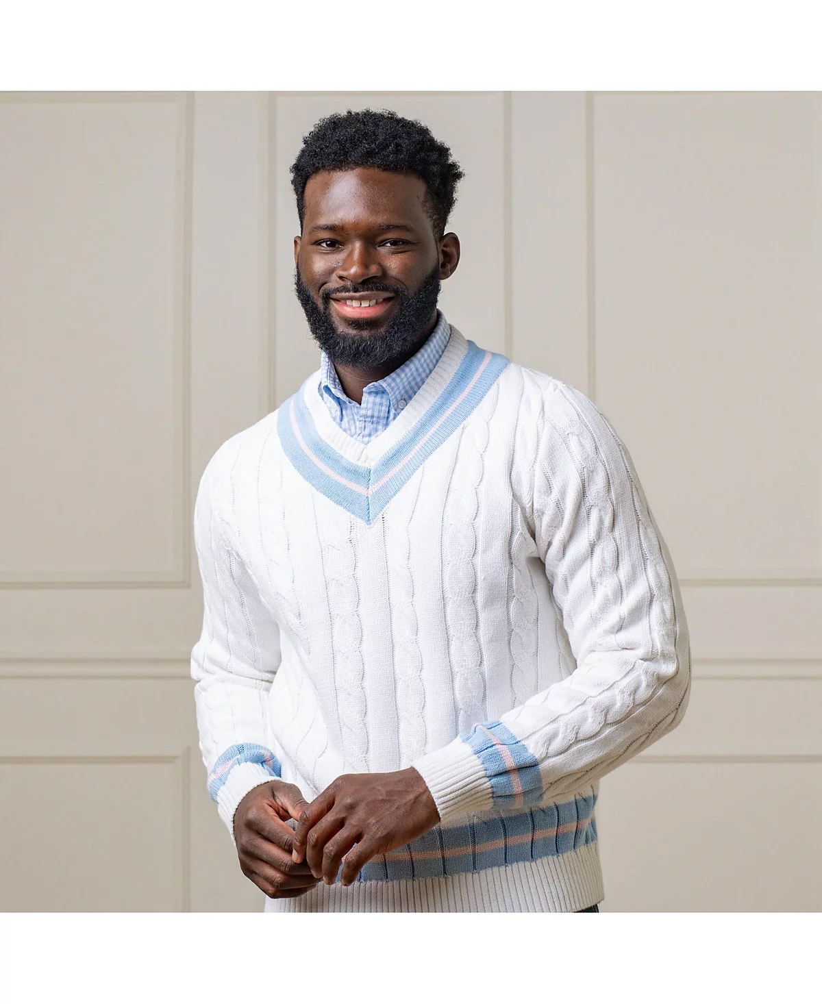 Мужской органический свитер для крикета Hope - Henry с V-образным вырезом 10790₽