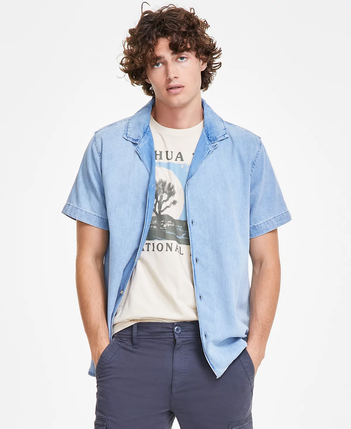 Мужская рубашка Sun Stone с коротким рукавом и пуговицами спереди от Clean Wash созданная для Macys 3790₽