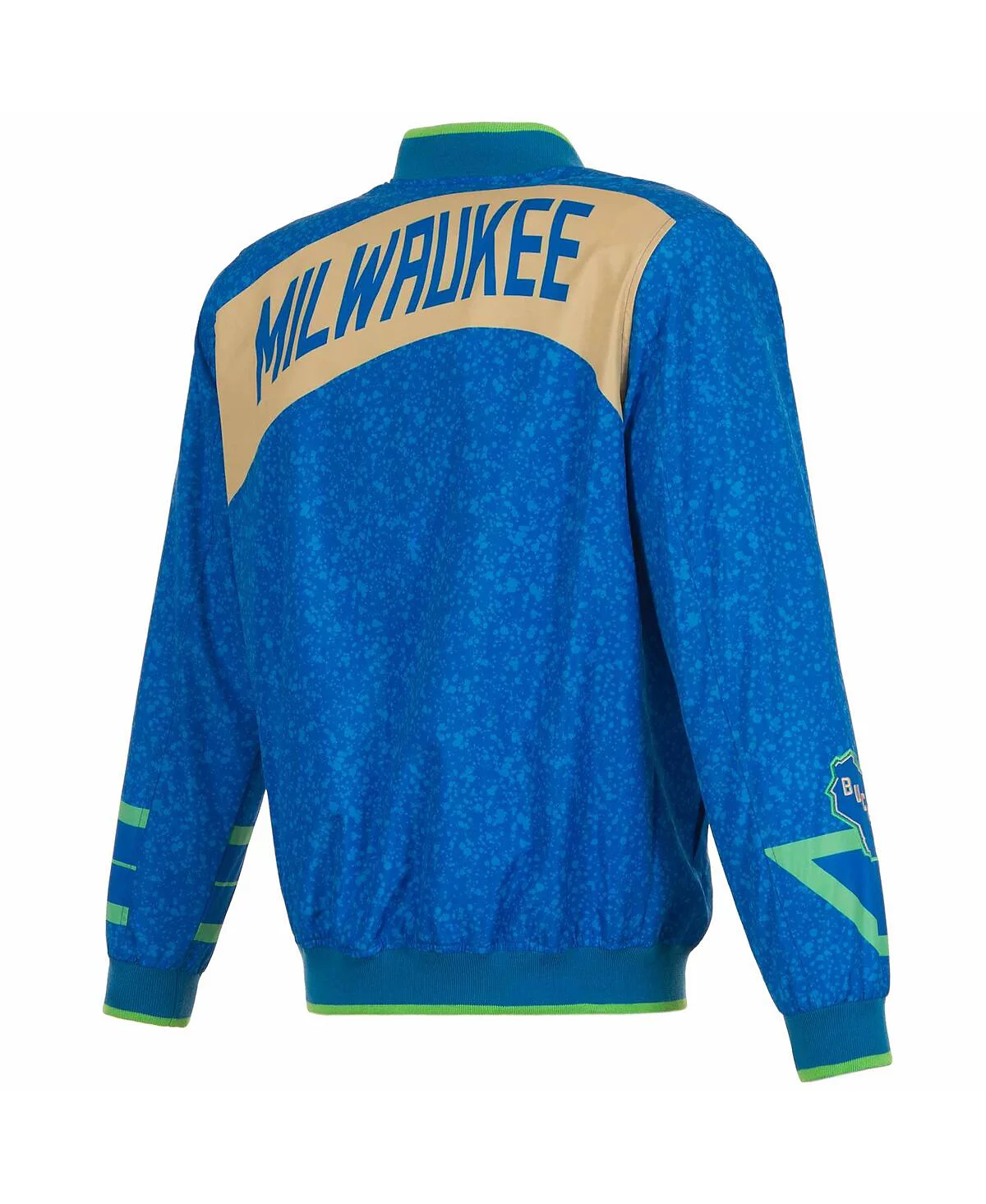 Мужская куртка-бомбер JH Design синего цвета Milwaukee Bucks 2023/24 City Edition на молнии