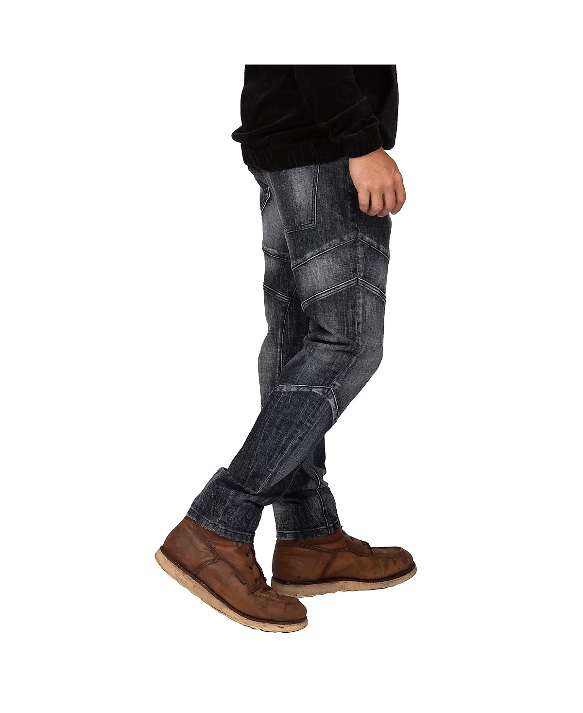 Мужские джинсы Moto Slim Taper с изогнутыми штанинами, скроенные по крою и прошитым деталям