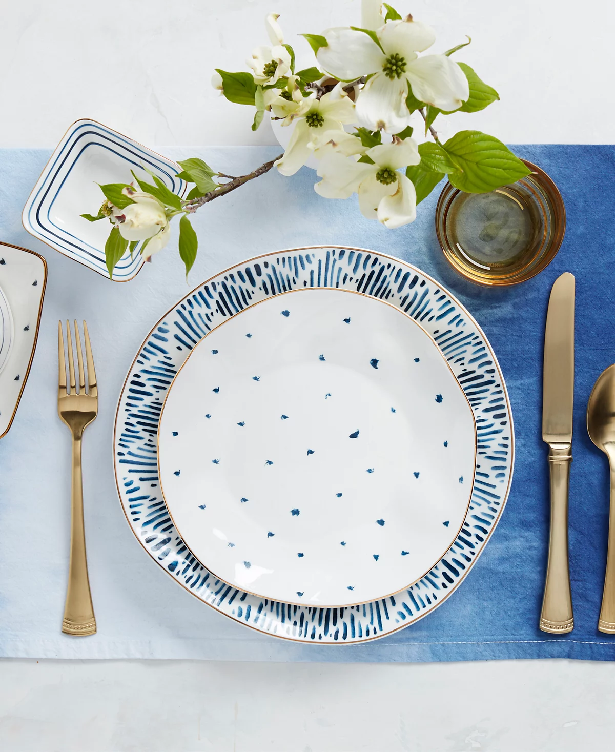 Обеденные тарелки Lenox Blue Bay Dots, набор из 4 штук