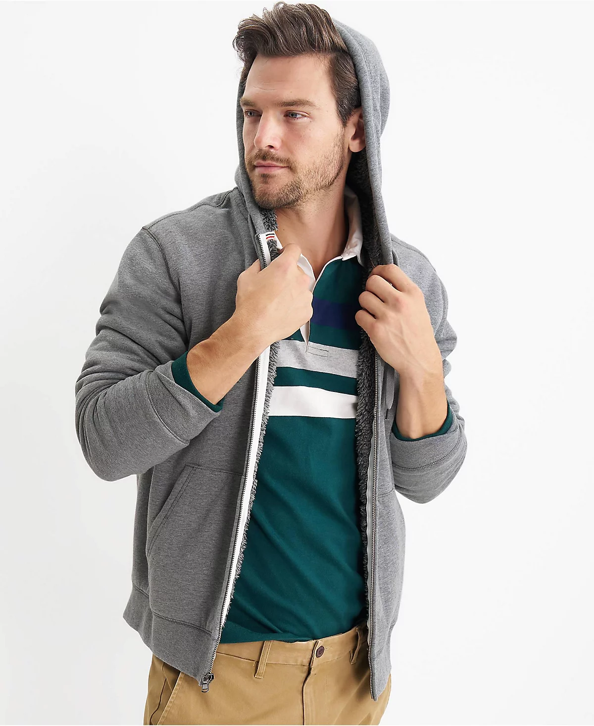 Толстовка из флиса с высоким ворсом Lands End Big - Tall Serious Sweats на молнии 13290₽