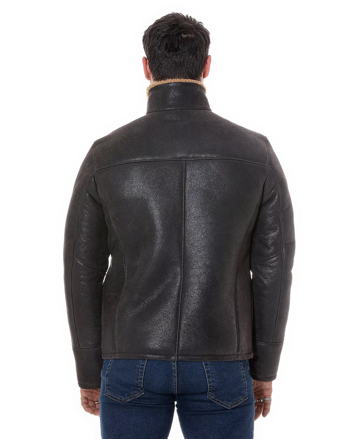 Мужская повседневная куртка из овечьей шерсти в винтажном стиле коричневого цвета с рыжевато-вьющейся шерстью