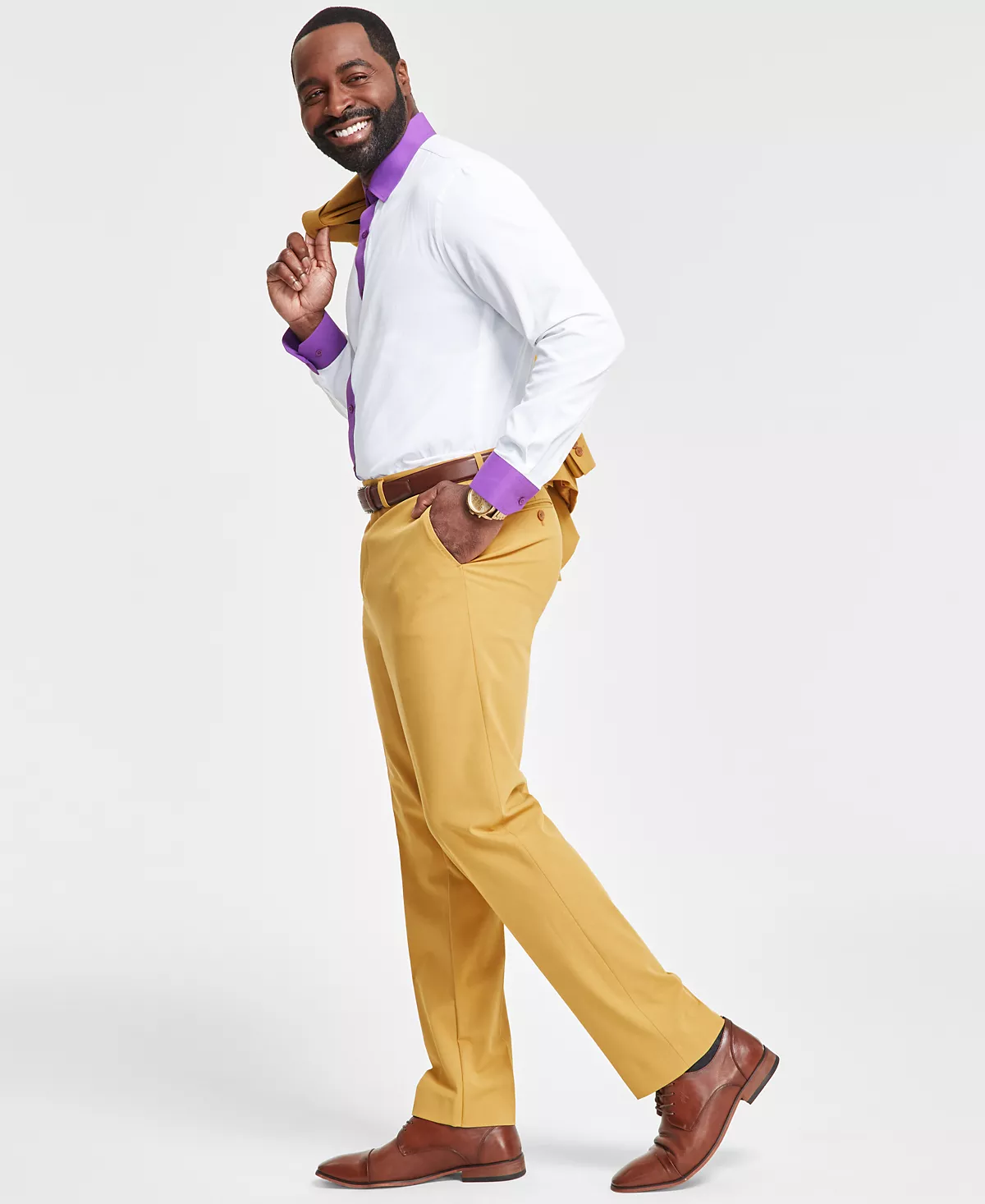 Мужской однотонный костюм классического покроя с раздельными брюками