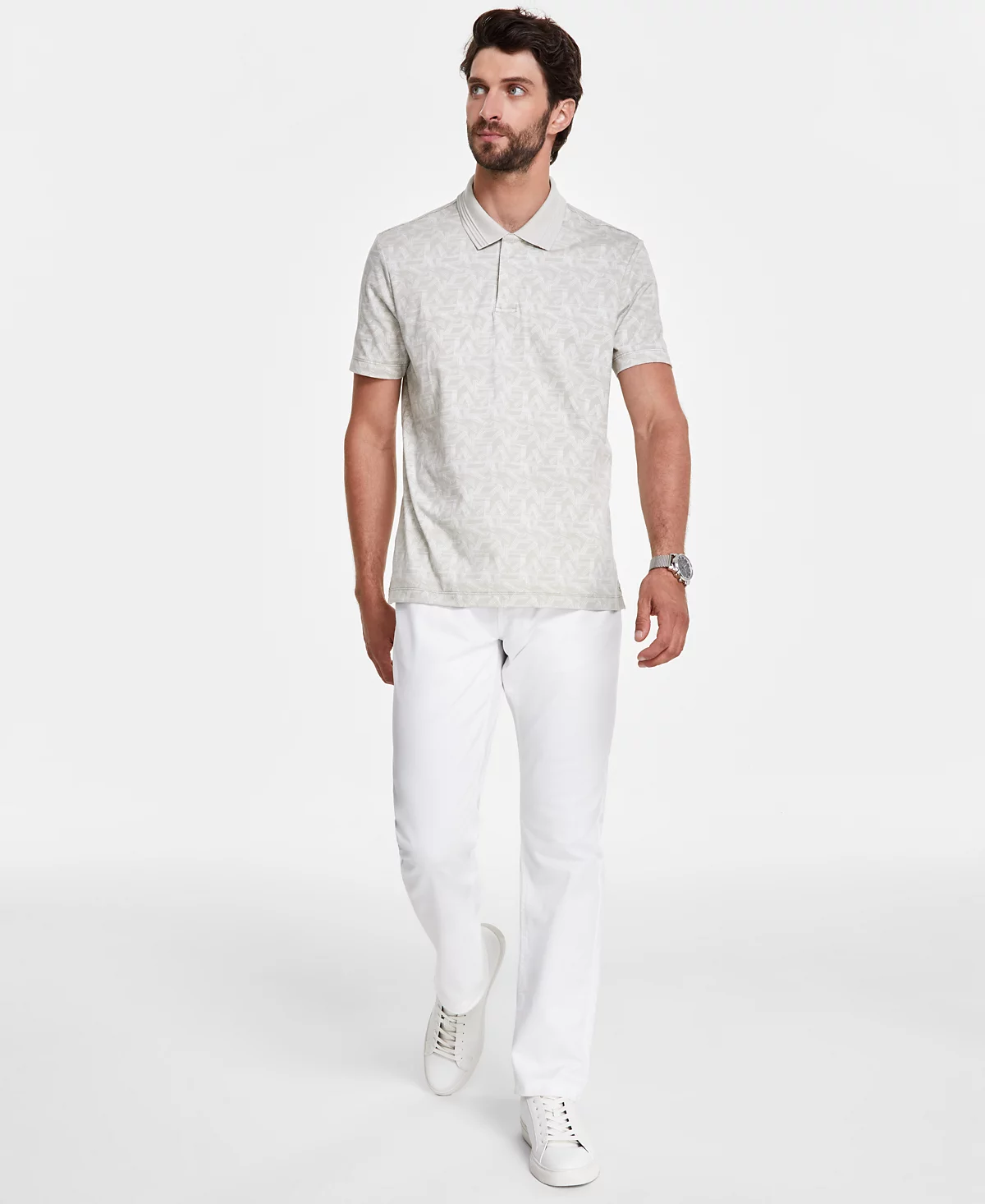 Мужская рубашка поло Alfani с геометрическим рисунком созданная специально для Macys 8390₽