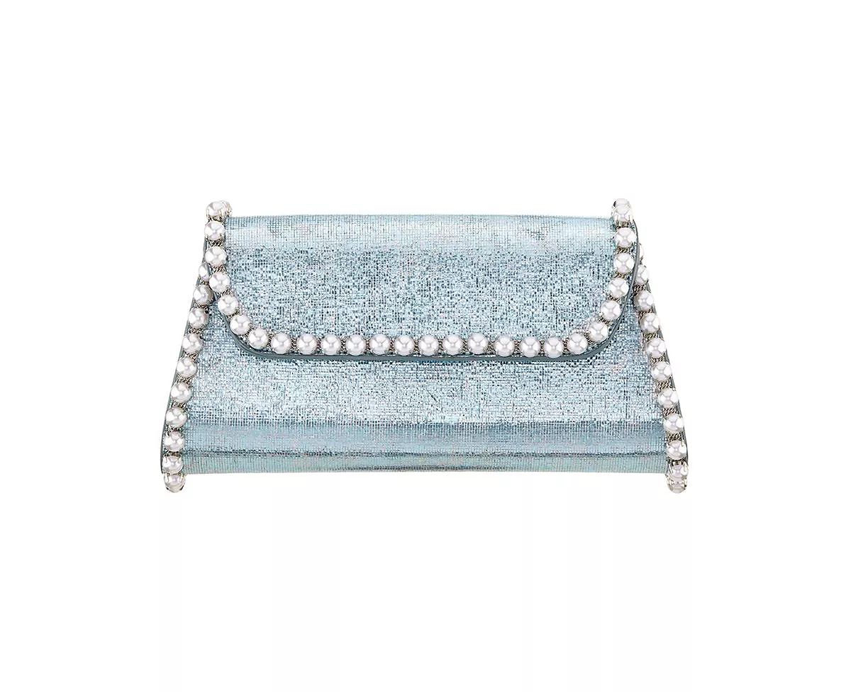 Сумка с трапециевидным клапаном отделанная искусственным жемчугом 11190₽