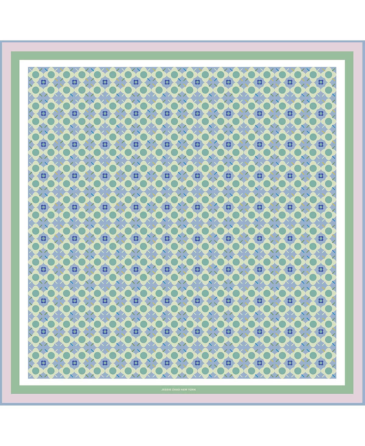 Двусторонний шелковый Шарф в Цветочек в Горошек - Зеленый 13090₽