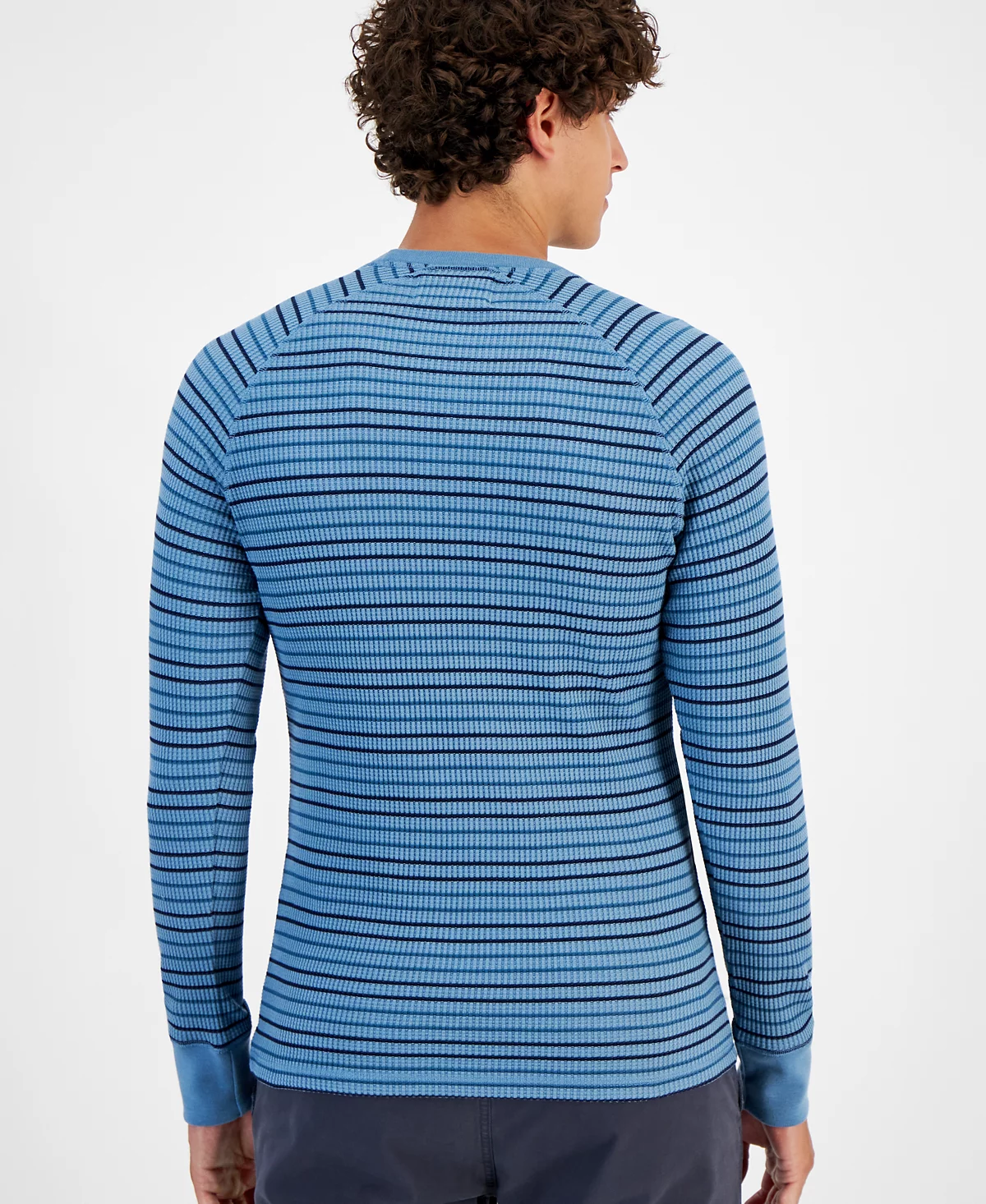 Мужская рубашка в полоску с круглым вырезом и длинными рукавами Josh Thermal от Sun Stone созданная для Macys 3290₽