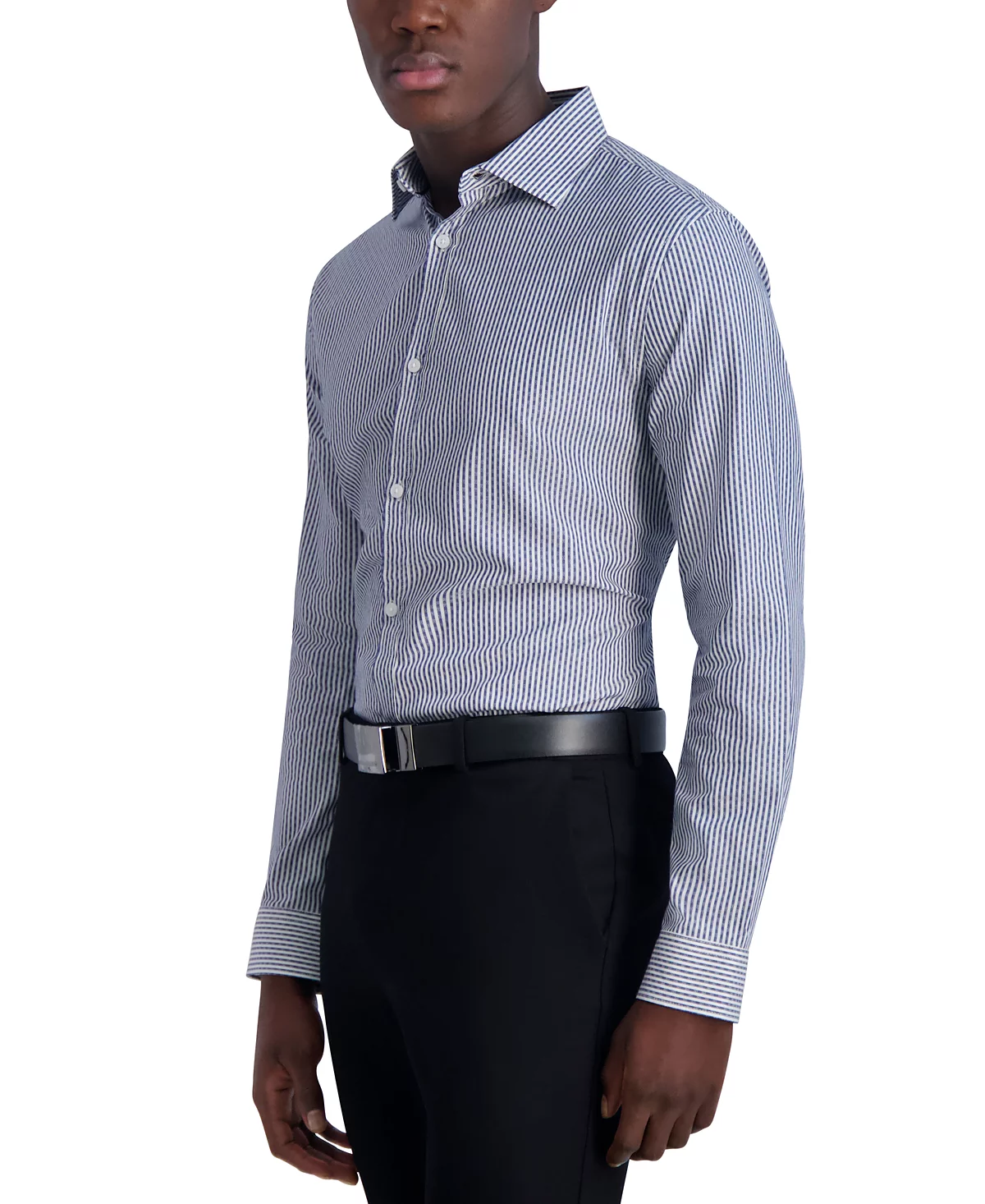 Мужская приталенная тканая рубашка в полоску от Карла Лагерфельда в Париже 9390₽