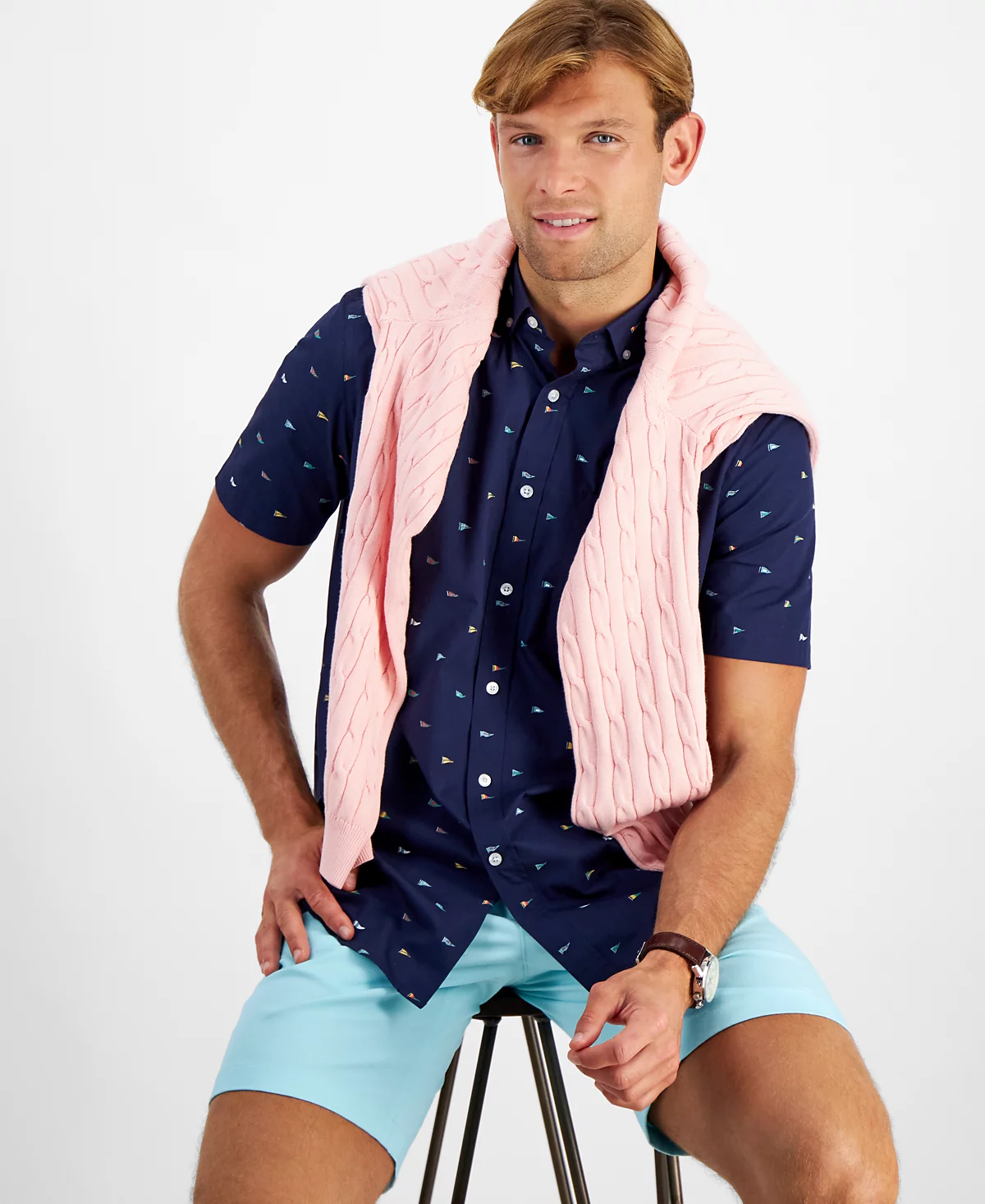 Мужская рубашка из поплина с флагом университета Club Room созданная для Macys 3590₽