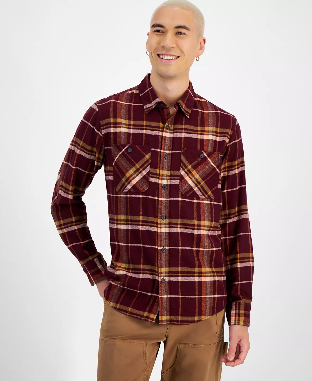 Мужская фланелевая рубашка в клетку от Erik созданная для Macys 5190₽