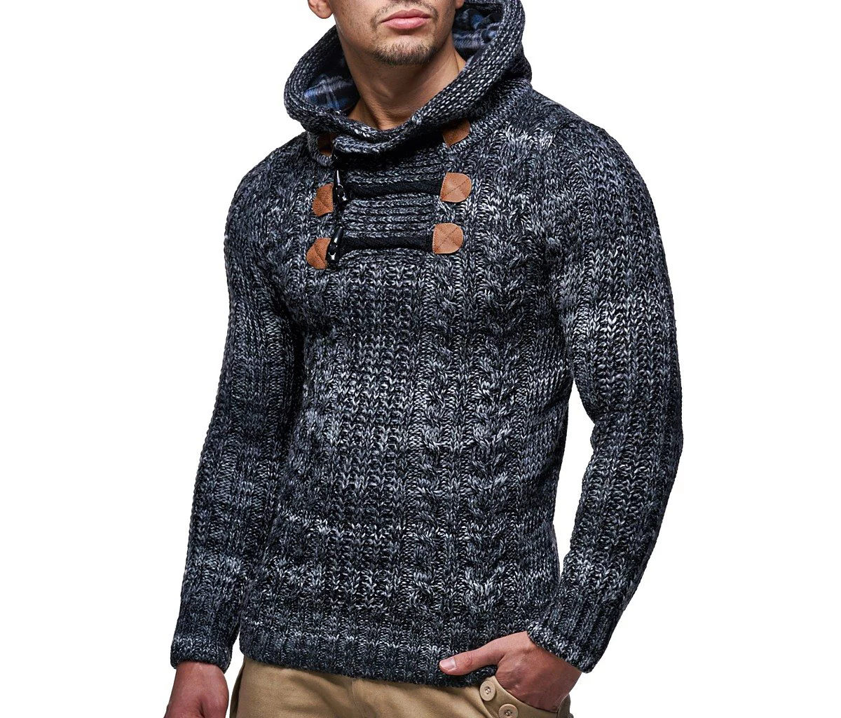 Мужской вязаный пуловер Leif Nelson | Приталенная толстовка с длинными рукавами | Базовая зимняя толстовка-свитер для мужчин