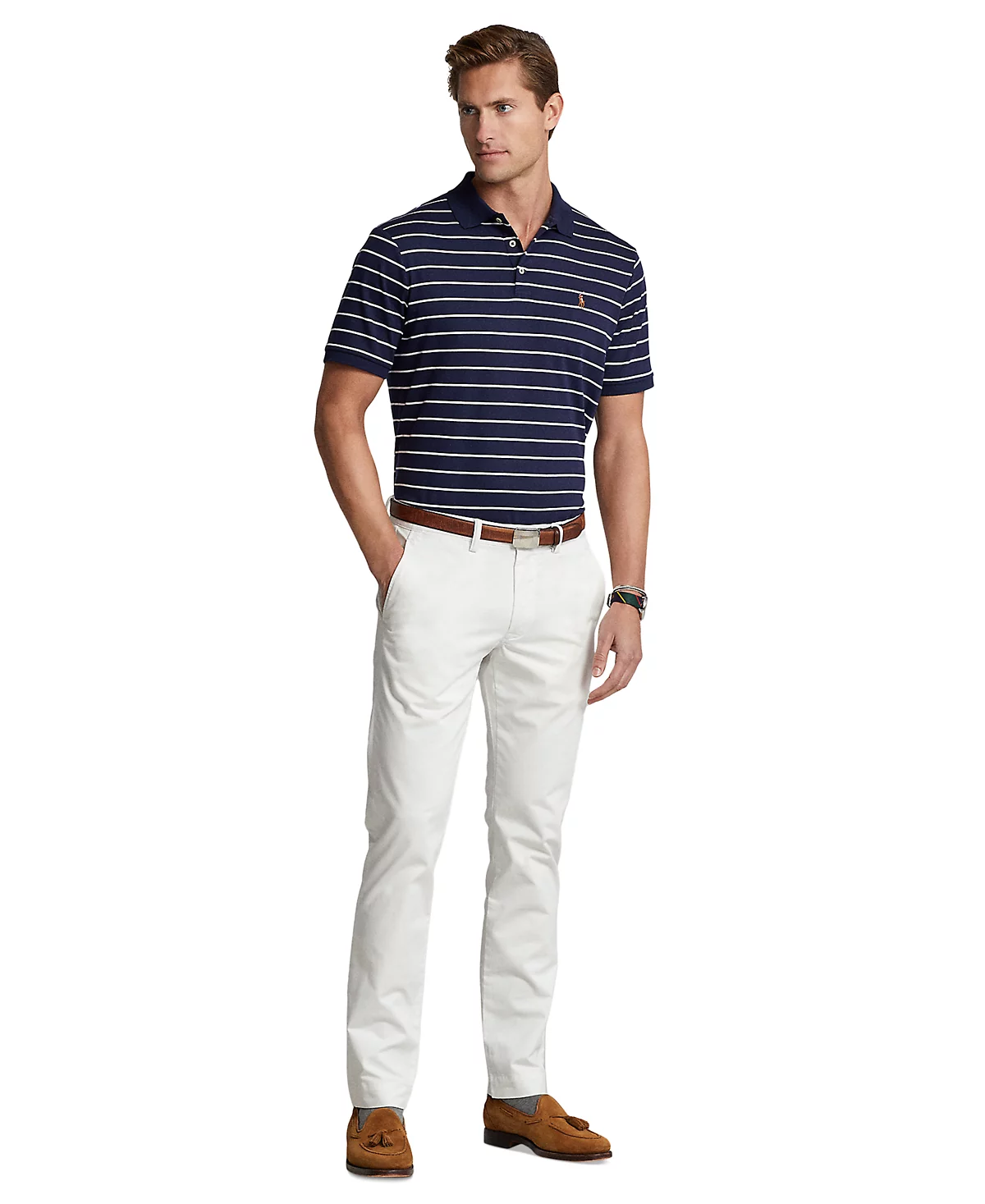 Мужские облегающие брюки-чино из стрейчевой ткани Polo Ralph Lauren