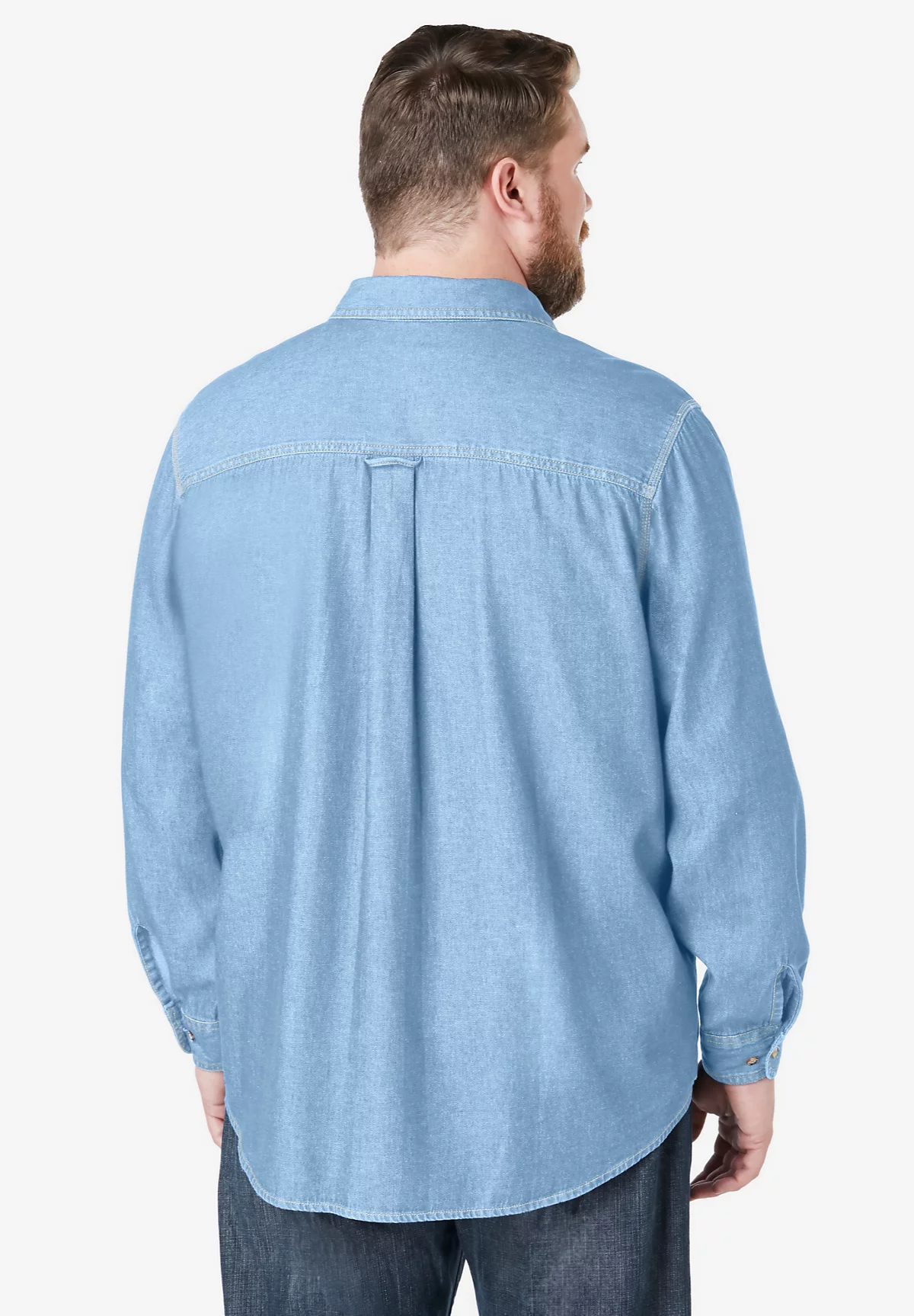 Джинсовая и саржевая рубашка Boulder Creek Big - Tall от KingSize с длинным рукавом