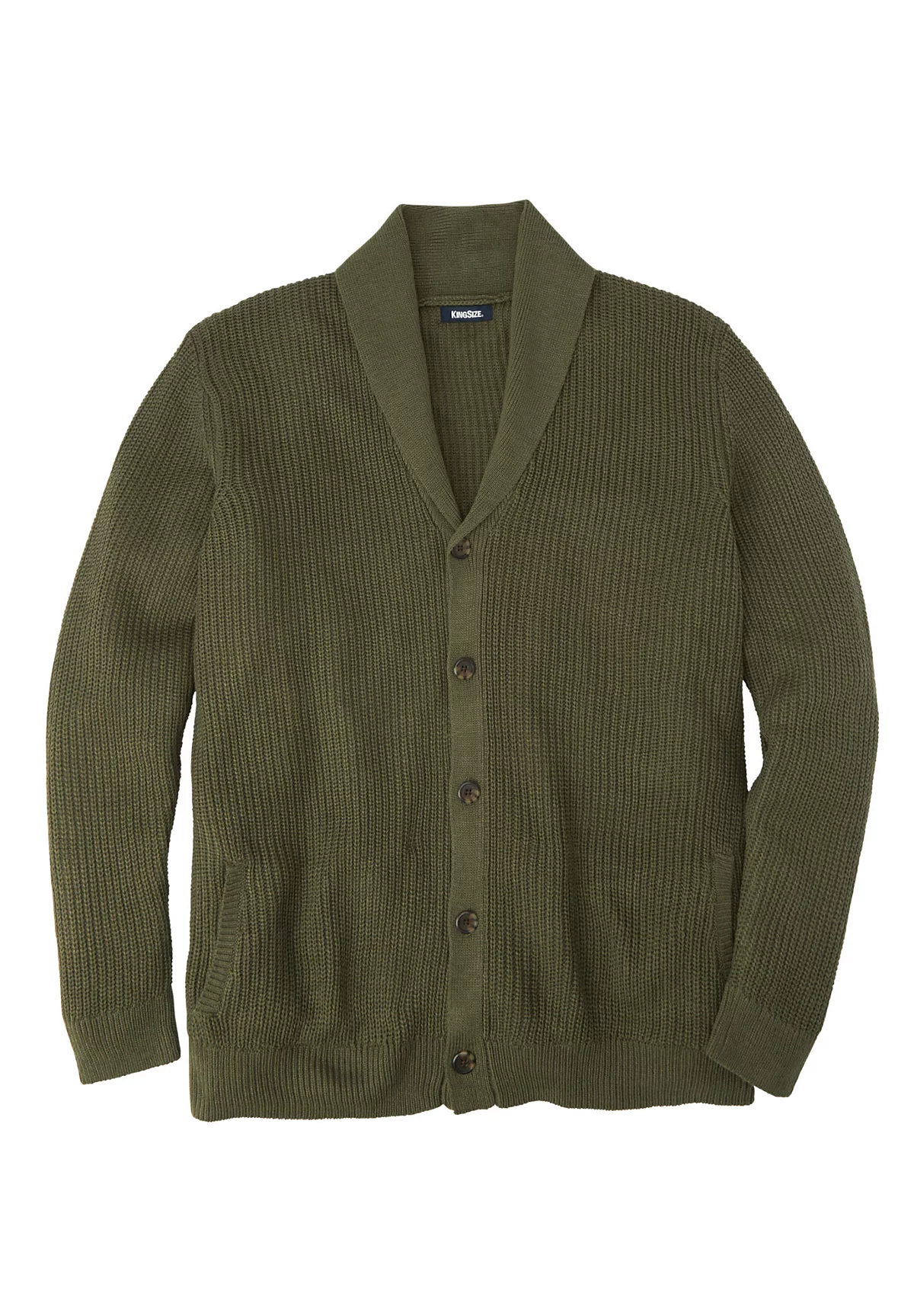 Джемпер-кардиган с воротником-шалью из шейкерной вязки KingSize Big - Tall