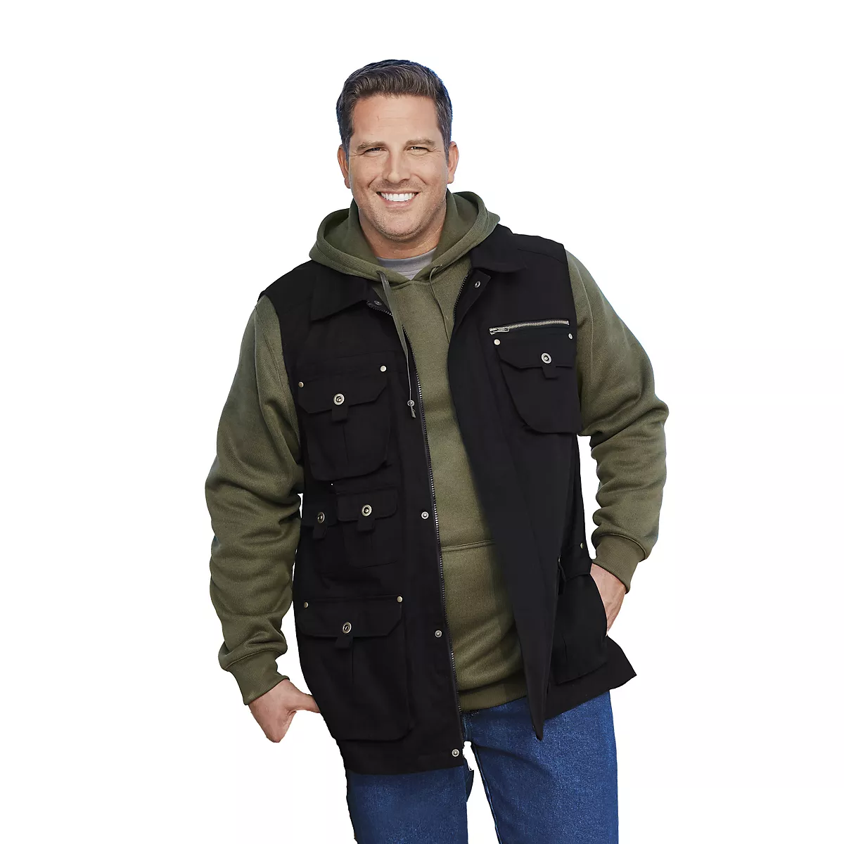 мужской повседневный жилет из саржи Big - Tall с 9 карманами от KingSize для мужчин 13990₽