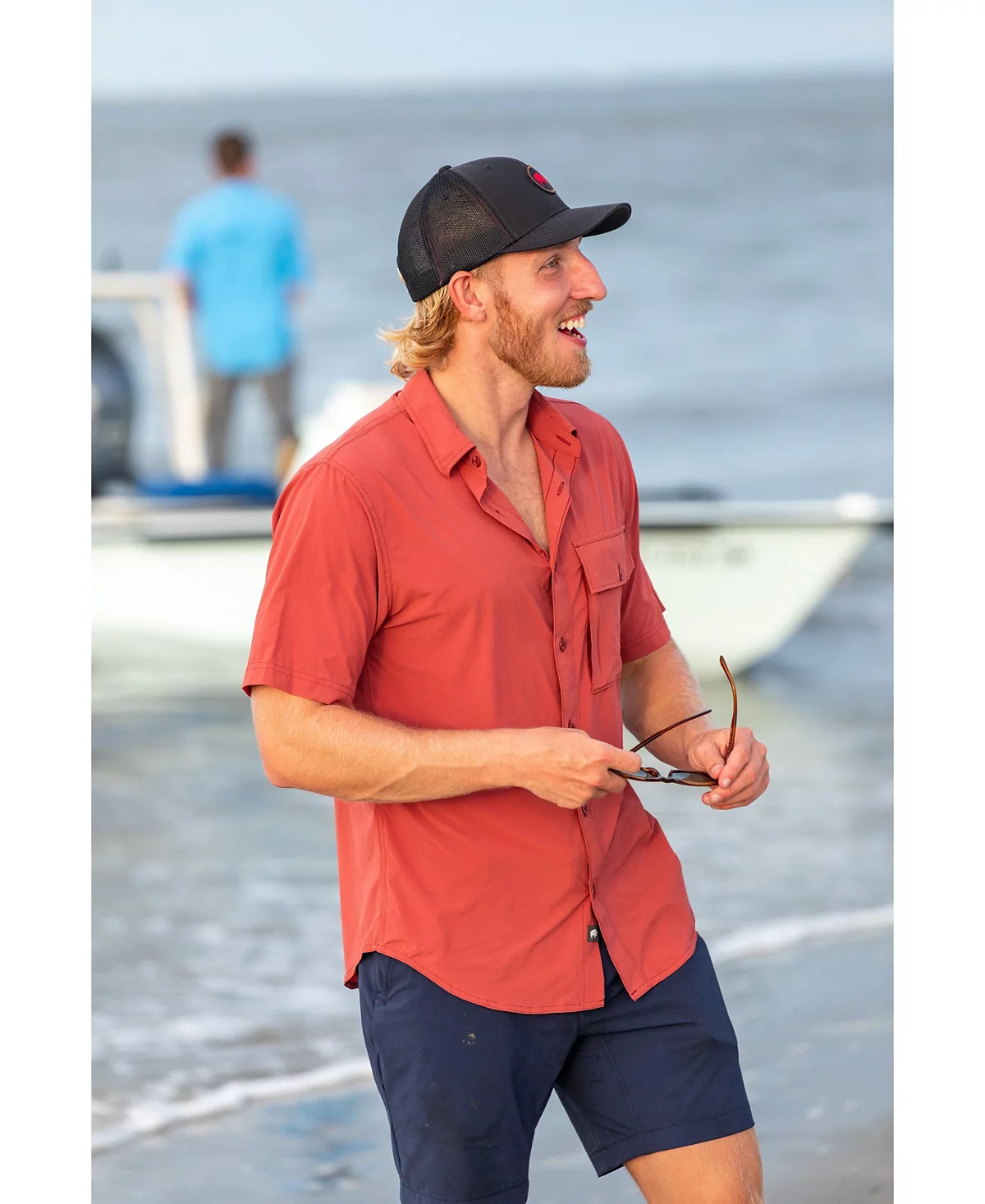 Мужская тканая рубашка Rivers цвета горного хаки с коротким рукавом Rivers