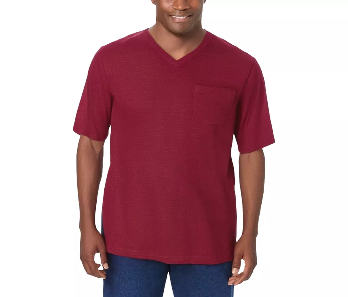 Легкая футболка с удлиненным V-образным вырезом Big - Tall, не дающая усадки