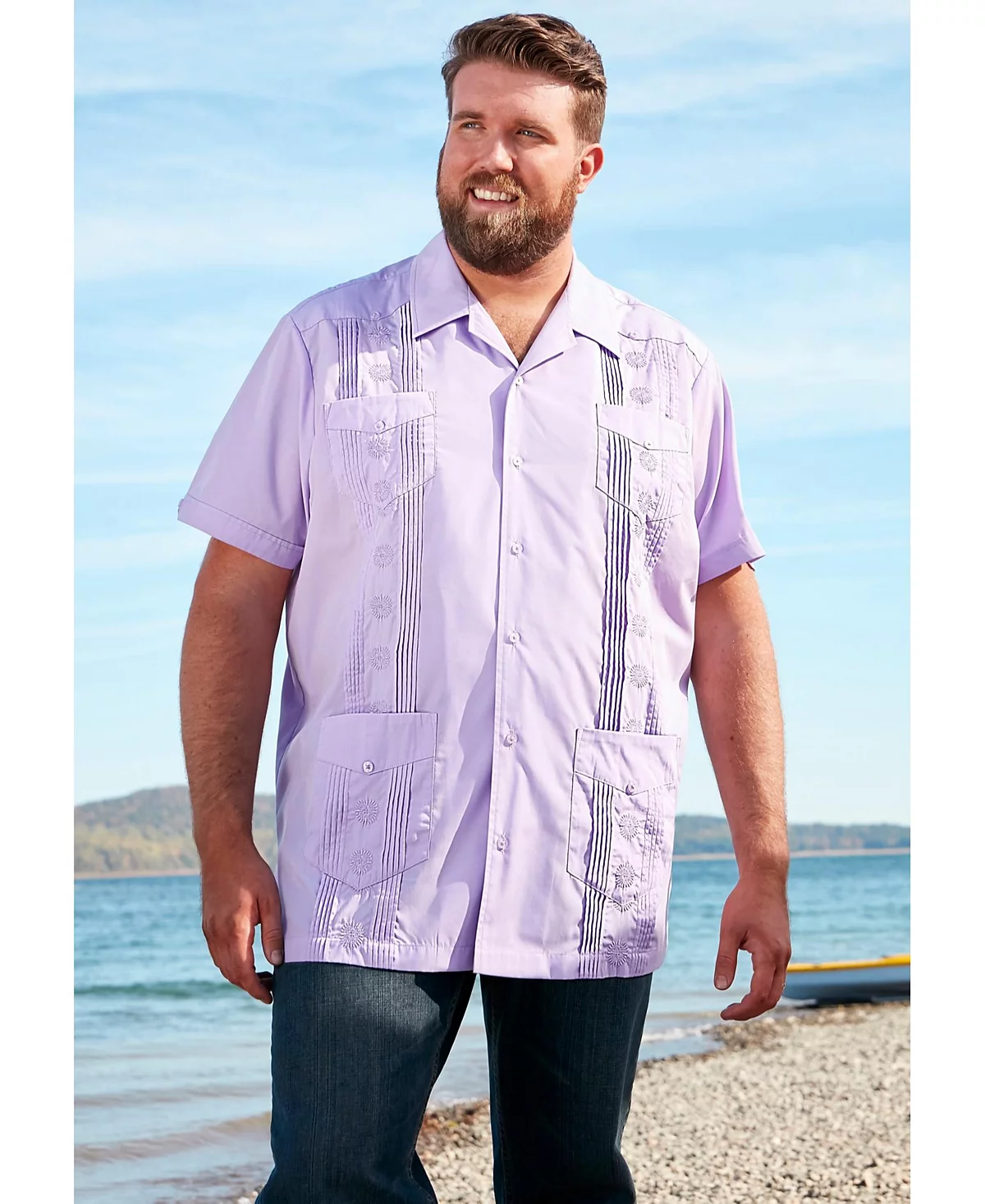 Мужская рубашка KingSize Big - Tall с коротким рукавом Guayabera от Big - Tall 9890₽