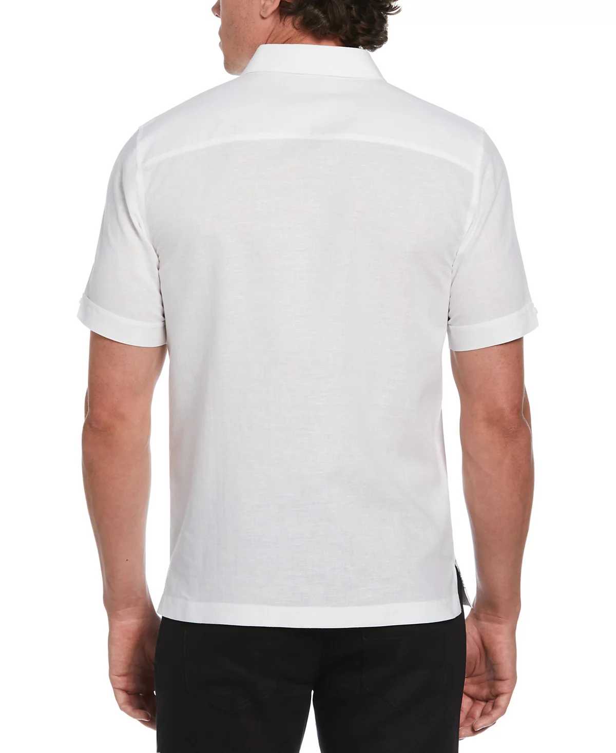 Мужская рубашка Cubavera с коротким рукавом и L-образным рисунком спереди на пуговицах 7590₽