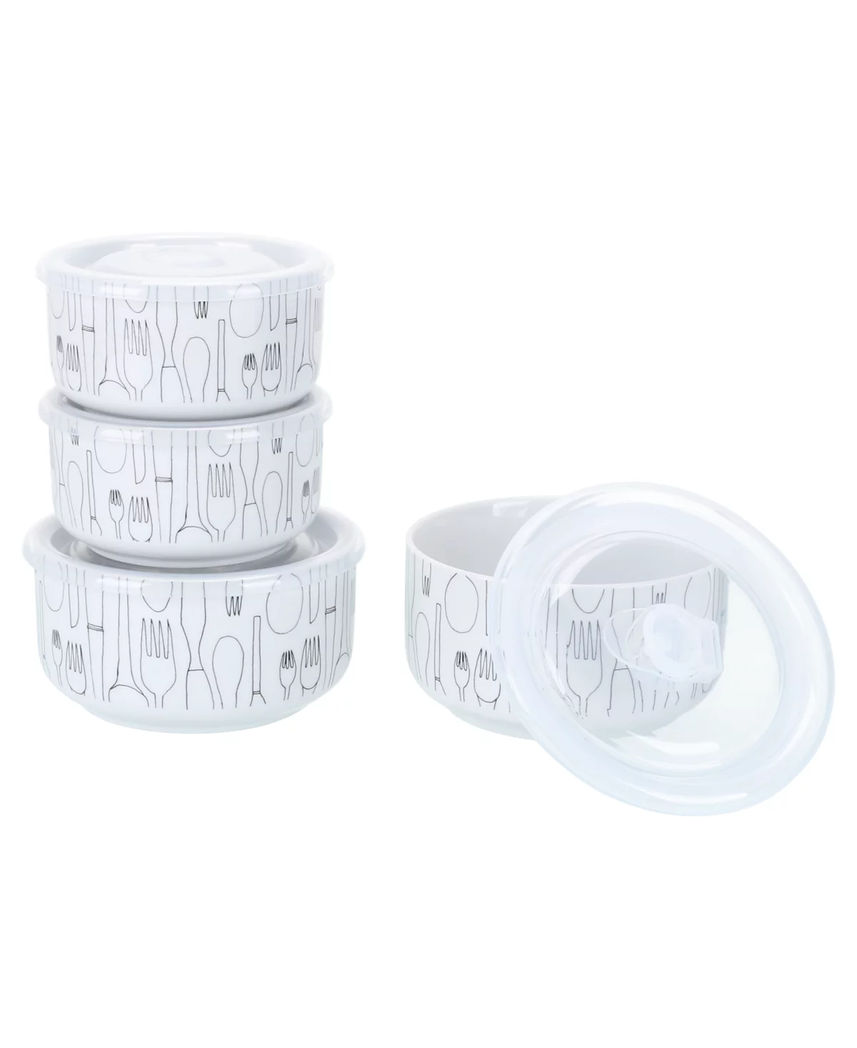Фарфор BIA Cordon Bleu, 20 и 30 унций Банки для хранения столовых приборов с крышками, набор из 4 штук