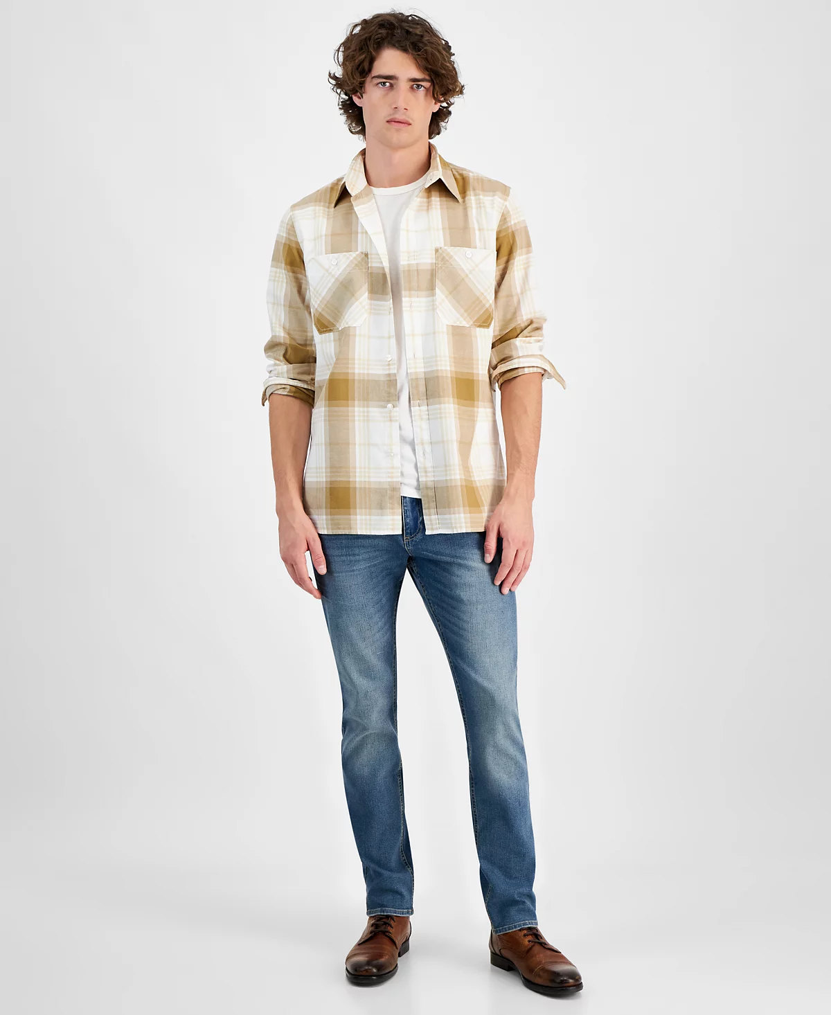 Мужская рубашка в клетку Joey от Sun Stone эксклюзивно в Macys 5690₽