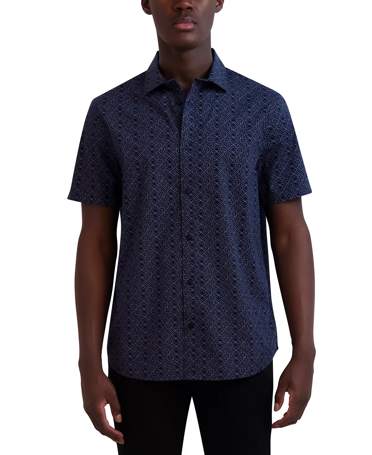 Мужская приталенная рубашка с фирменным принтом 8990₽