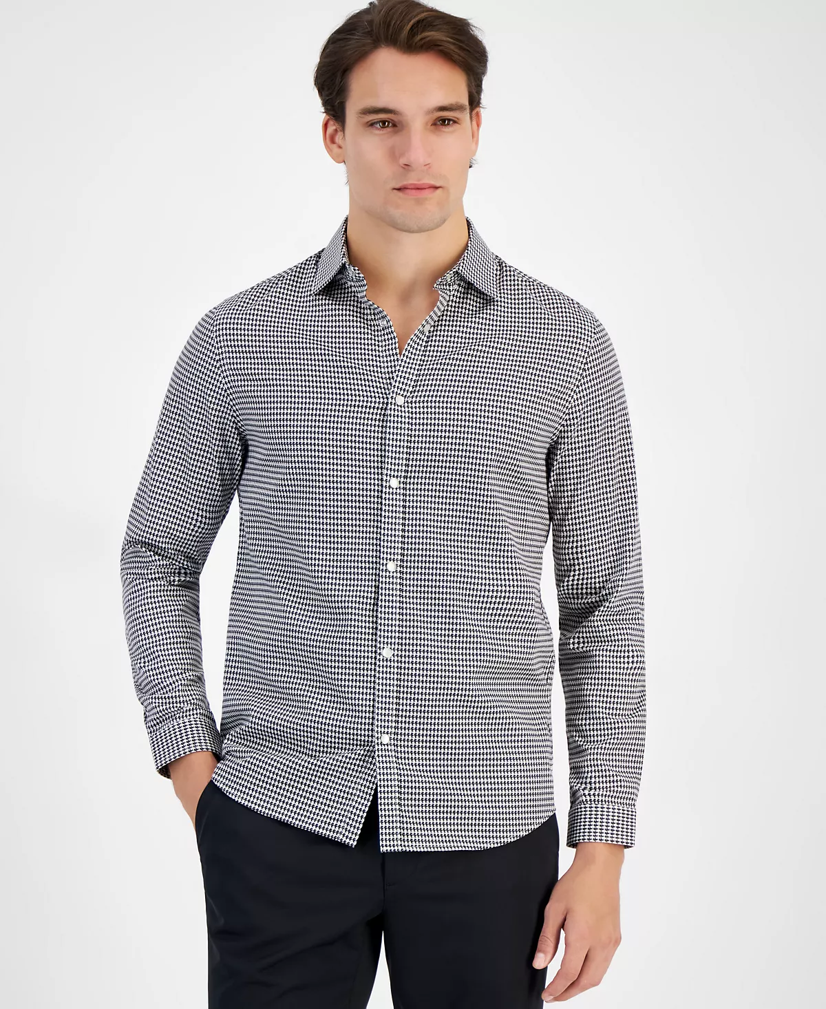 Мужская приталенная рубашка с принтом логотипа 10190₽