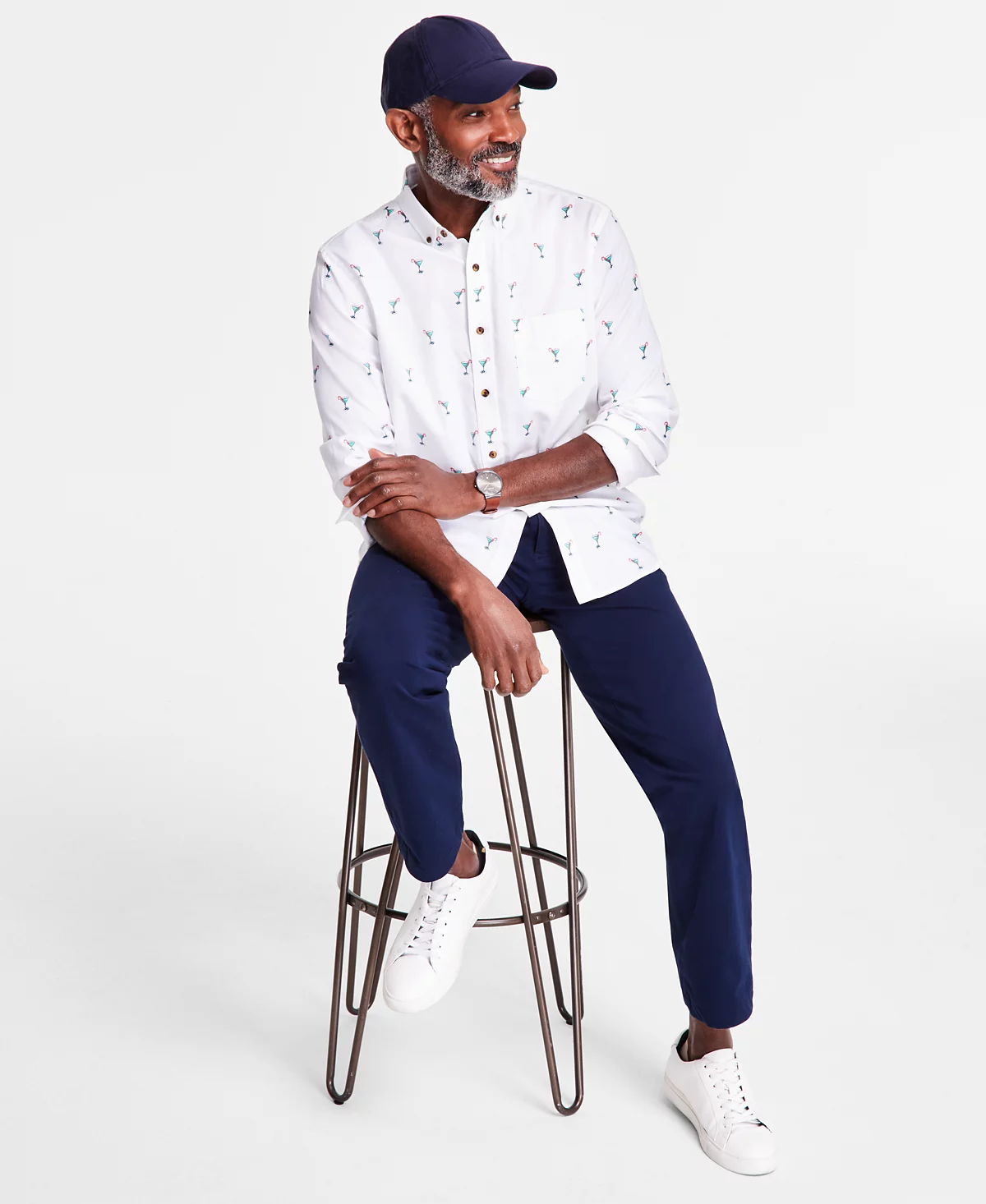 Мужская рубашка Club Room из матового хлопка с принтом Карамельный тростник эксклюзивно представленная в Macys 2590₽