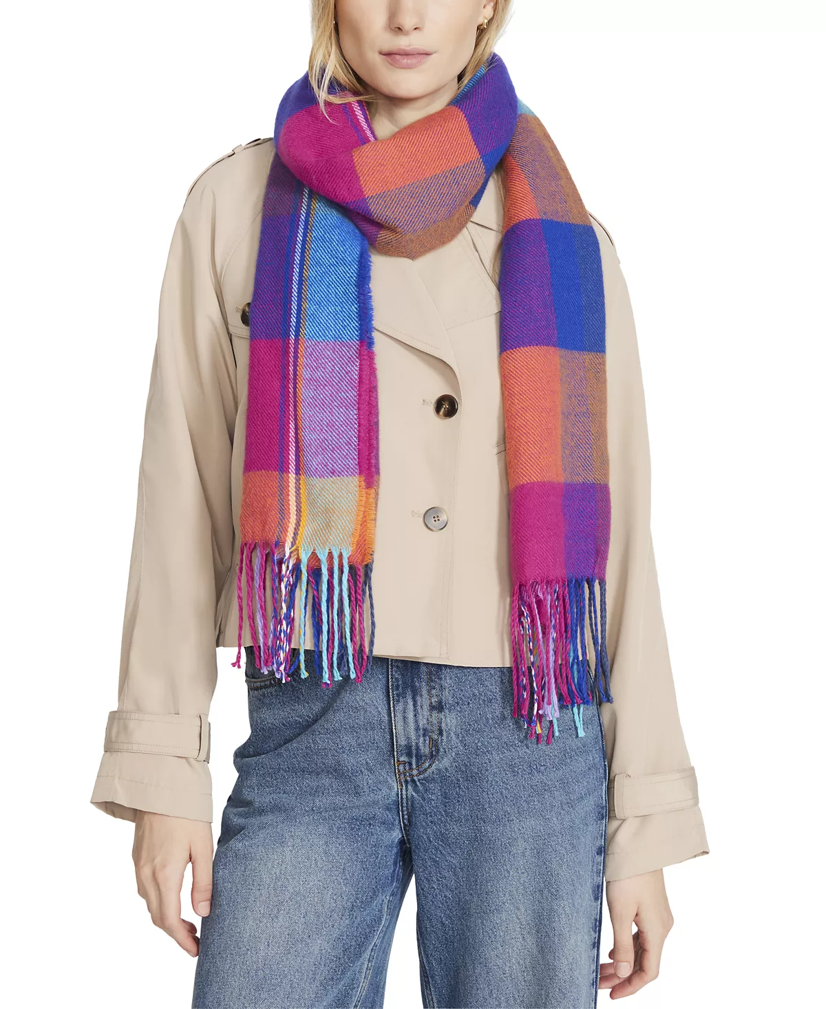 Женский шарф в радужную клетку из блоков 2190₽