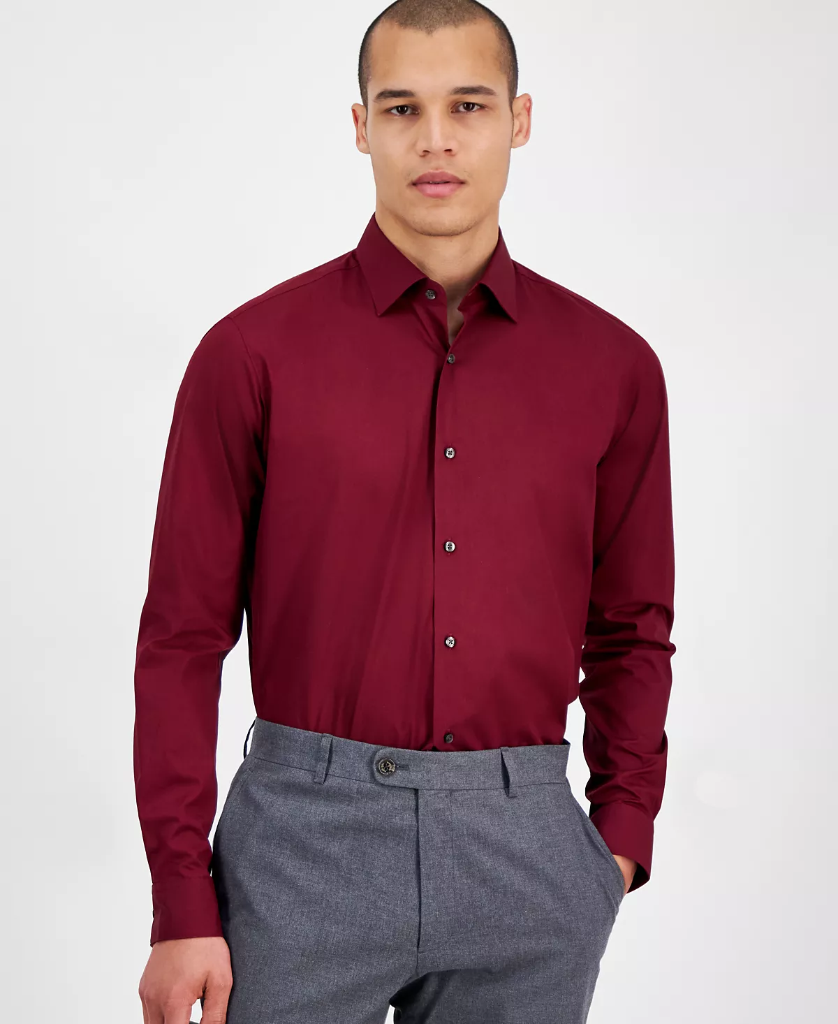Мужская однотонная рубашка Valerio с длинным рукавом и пуговицами спереди 11190₽